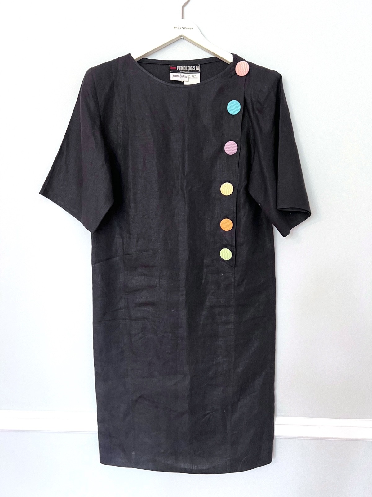 Vintage Unworn 1980\'s Fendi Dress in Black Linen Italian size 40/Small Vintage Unworn 1980\'s Fendi Dress in Black Linen Italian size 40/Small