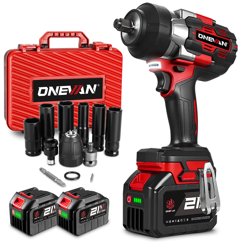 2800Nm Cordless Impact Wrench Gun 1/2\'\' Brushless High Power Driver W/2*Battery