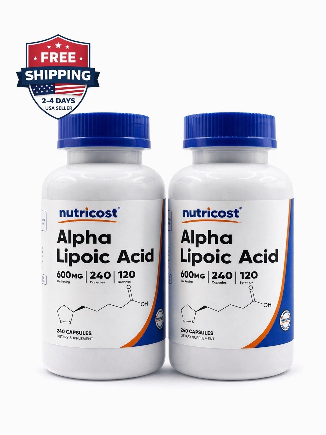 2 Pack Alpha Lipoic Acid 600mg 240 Capsules Energy Antioxidant Fast USA