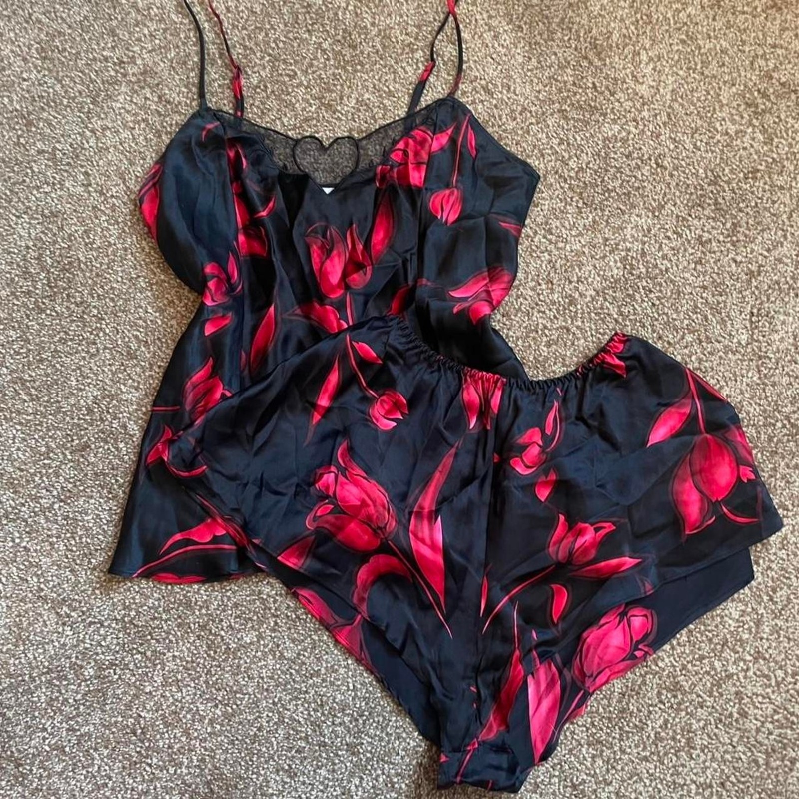 Victoria-s-secret Women\'s Black and Red Pajamas