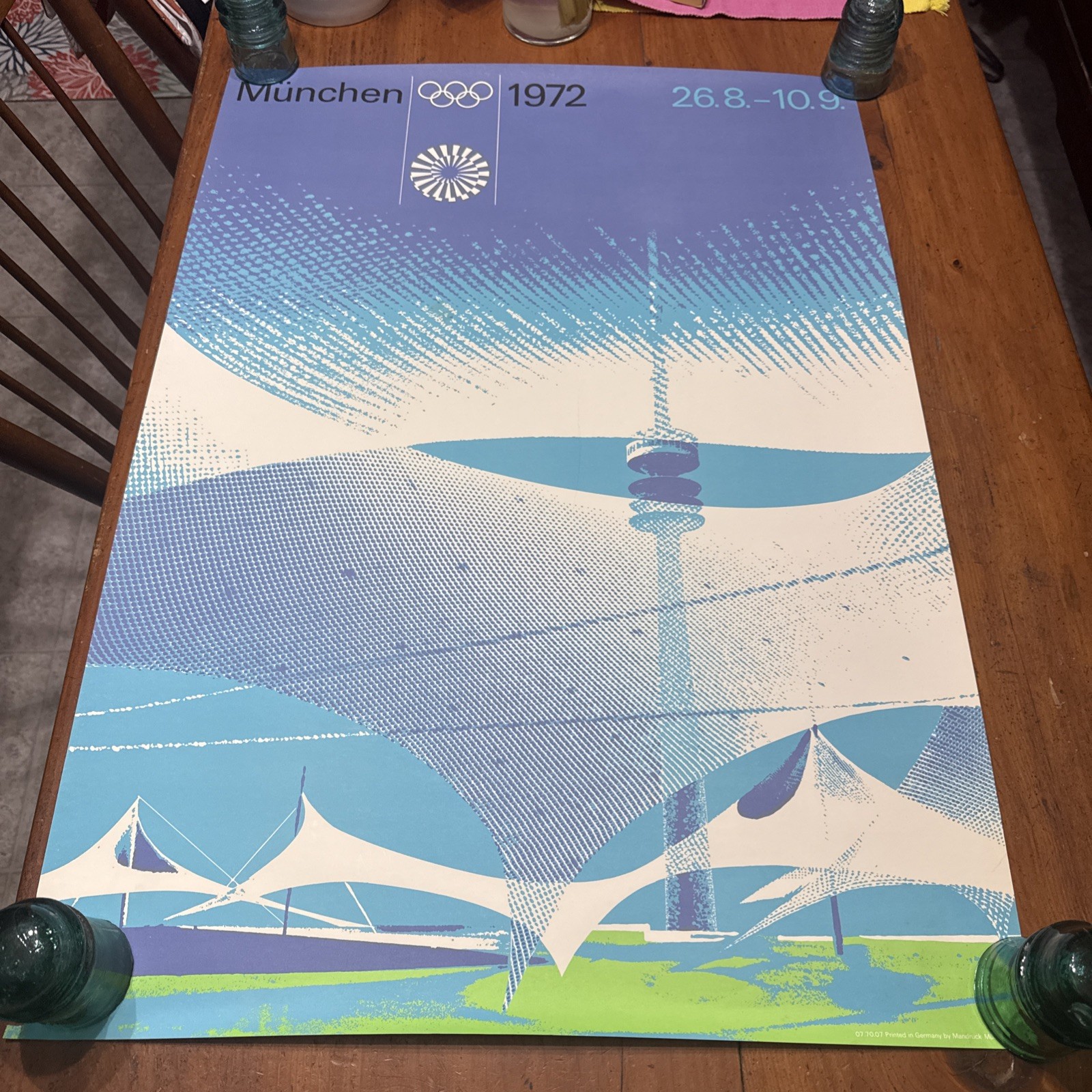 MUNICH 1972 OLYMPICS OLYMPIASTADION German A1 poster OTL AICHER art NM Original MUNICH 1972 OLYMPICS OLYMPIASTADION German A1 poster OTL AICHER art NM Original