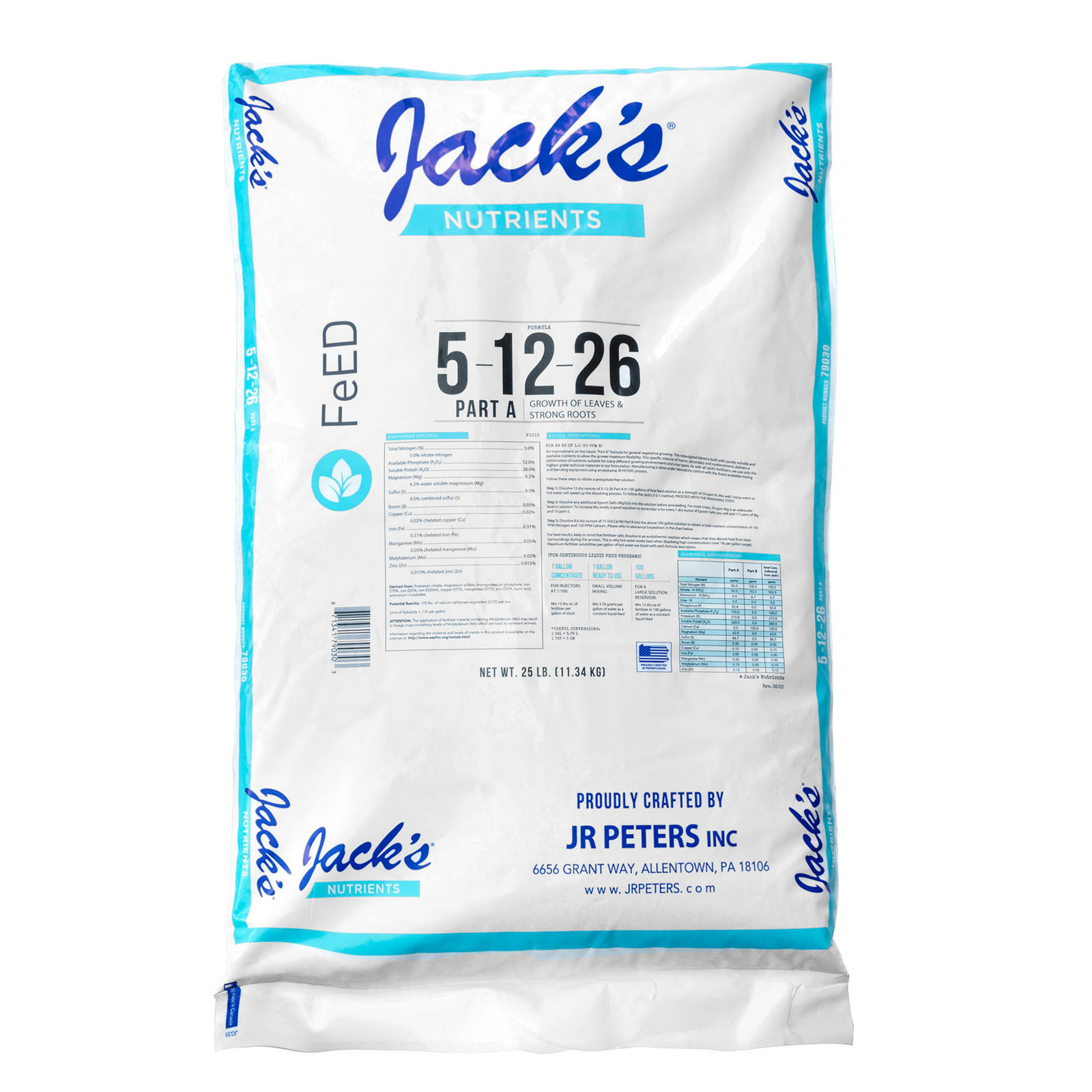 Jack\'s Nutrients 5-12-26 Part A Water-Soluble Fertilizer, 25lbs