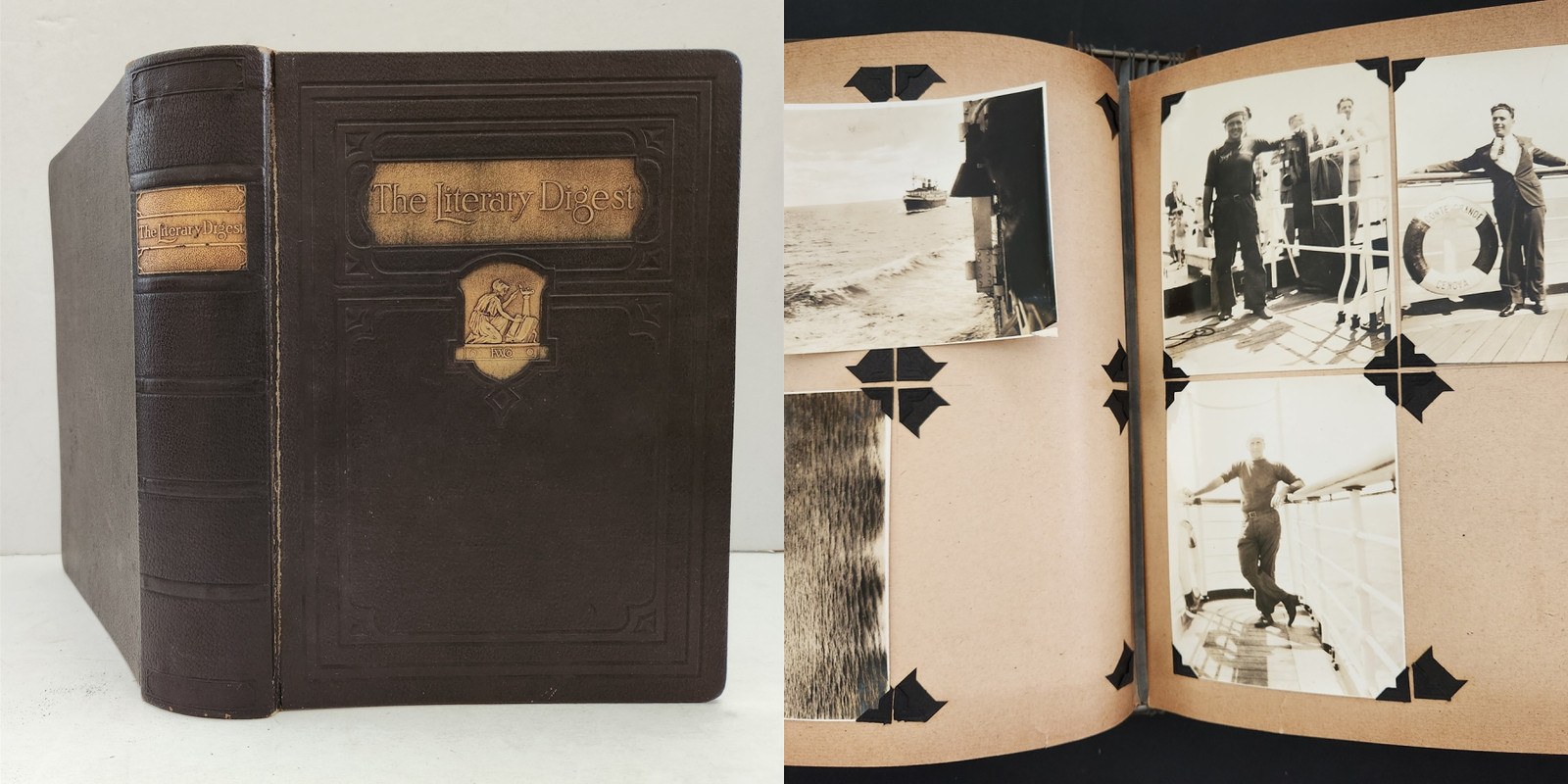 HUGE antique ITALY travel PHOTO ALBUM tinted cruise ship scenes RPPC 392pcs