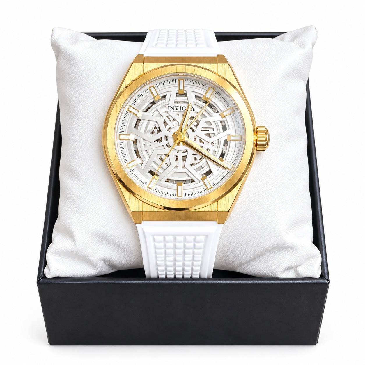 Invicta Speedway Rim 70055 Men’s 46mm Gold White Skeleton Watch New Box