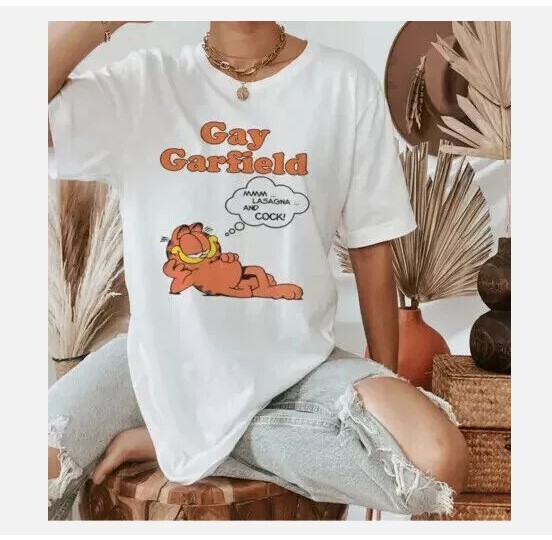 Gay Garfield Vintage Cartoon Cat Funny LGBTQ Pride T-Shirt