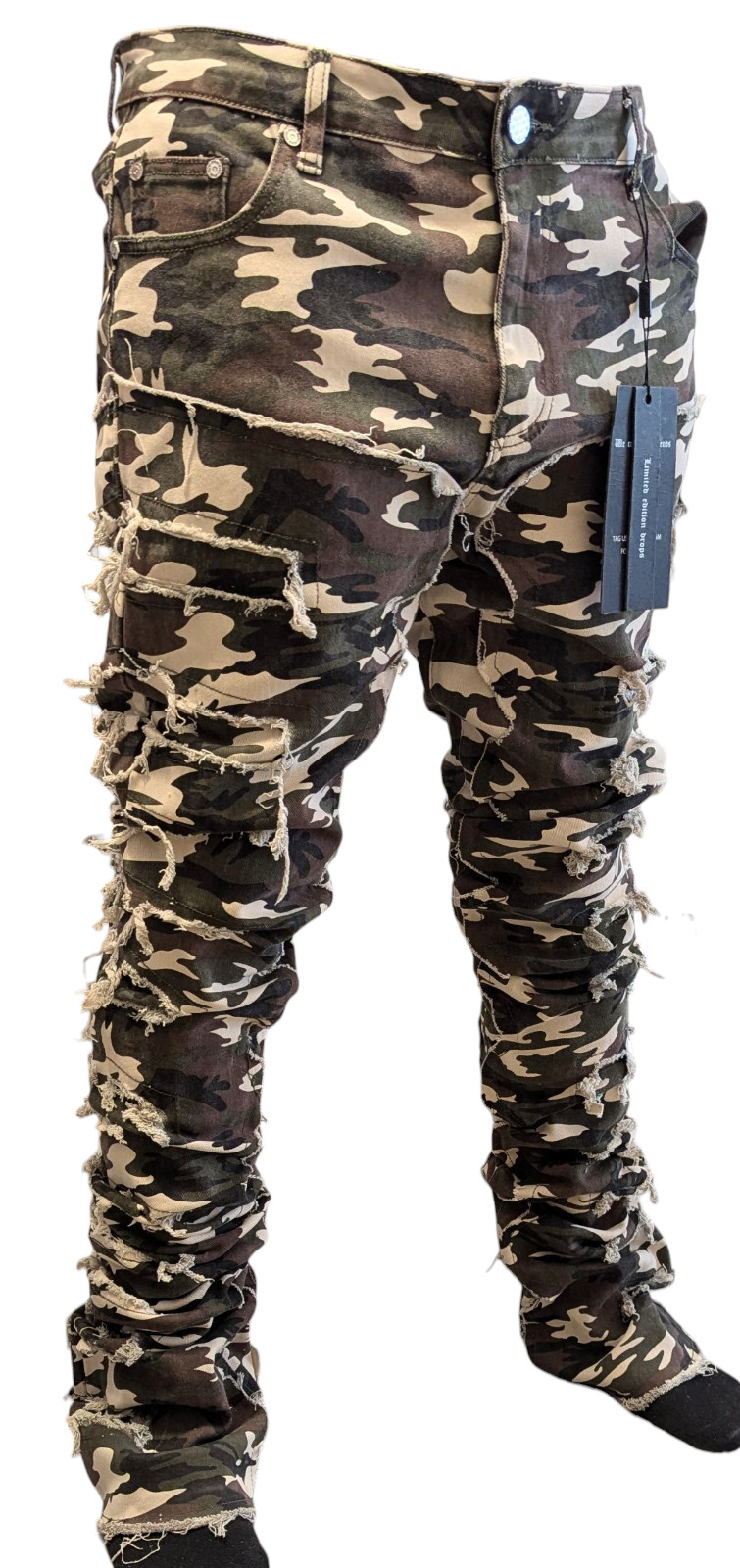 GUAPI Blood Diamond Pants Stack Camo Distressed Mens 36 x 46(Length) Limited NEW