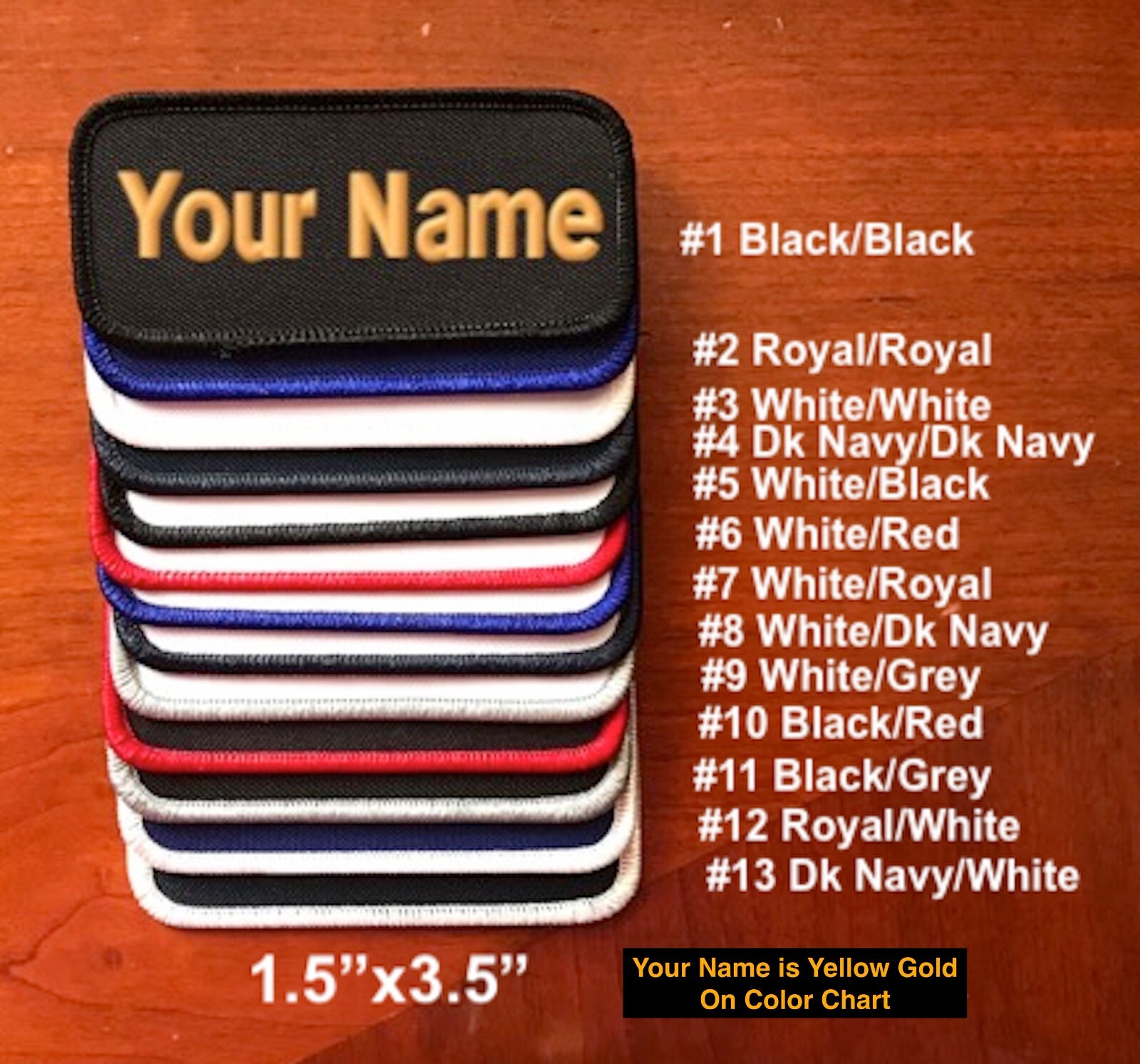 IRON-ON Custom Embroidered Name Patch, Name Tag,Name Badge Rectangular 1.5