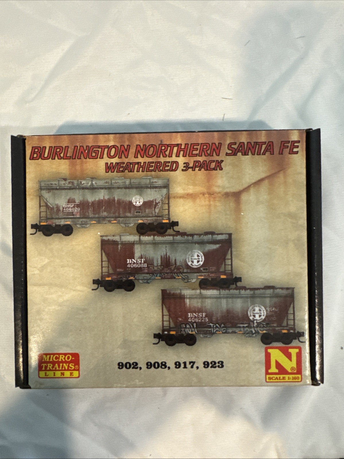 Burlington Northern Santa Fe Weathered 3 Pack NIB 902,908,917,923 Burlington Northern Santa Fe Weathered 3 Pack NIB 902,908,917,923