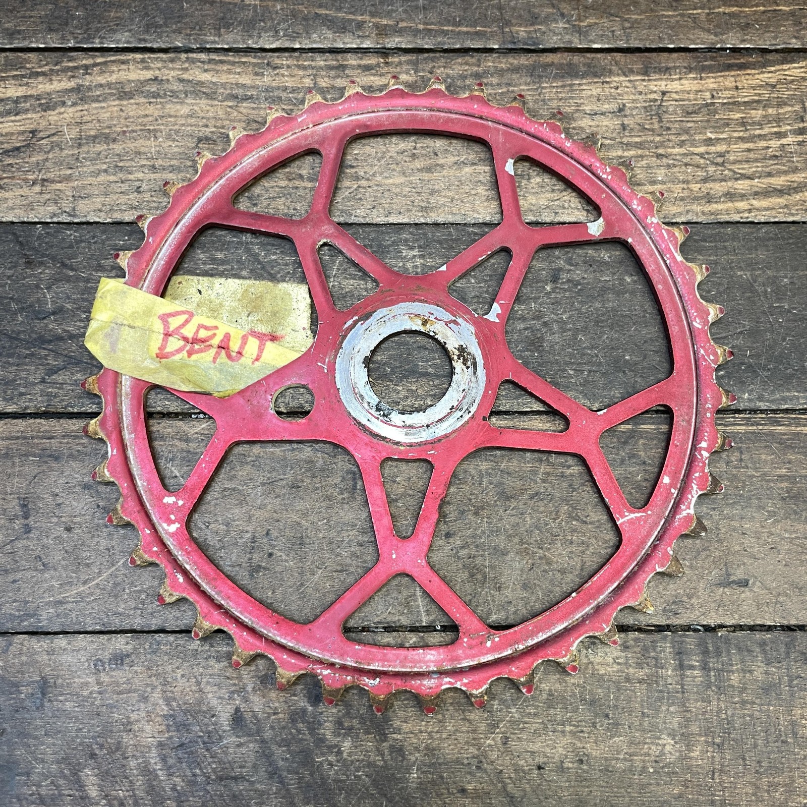 Vintage Sugino 44T BMX Snowflake Chainring Red Steel Old School Sprocket