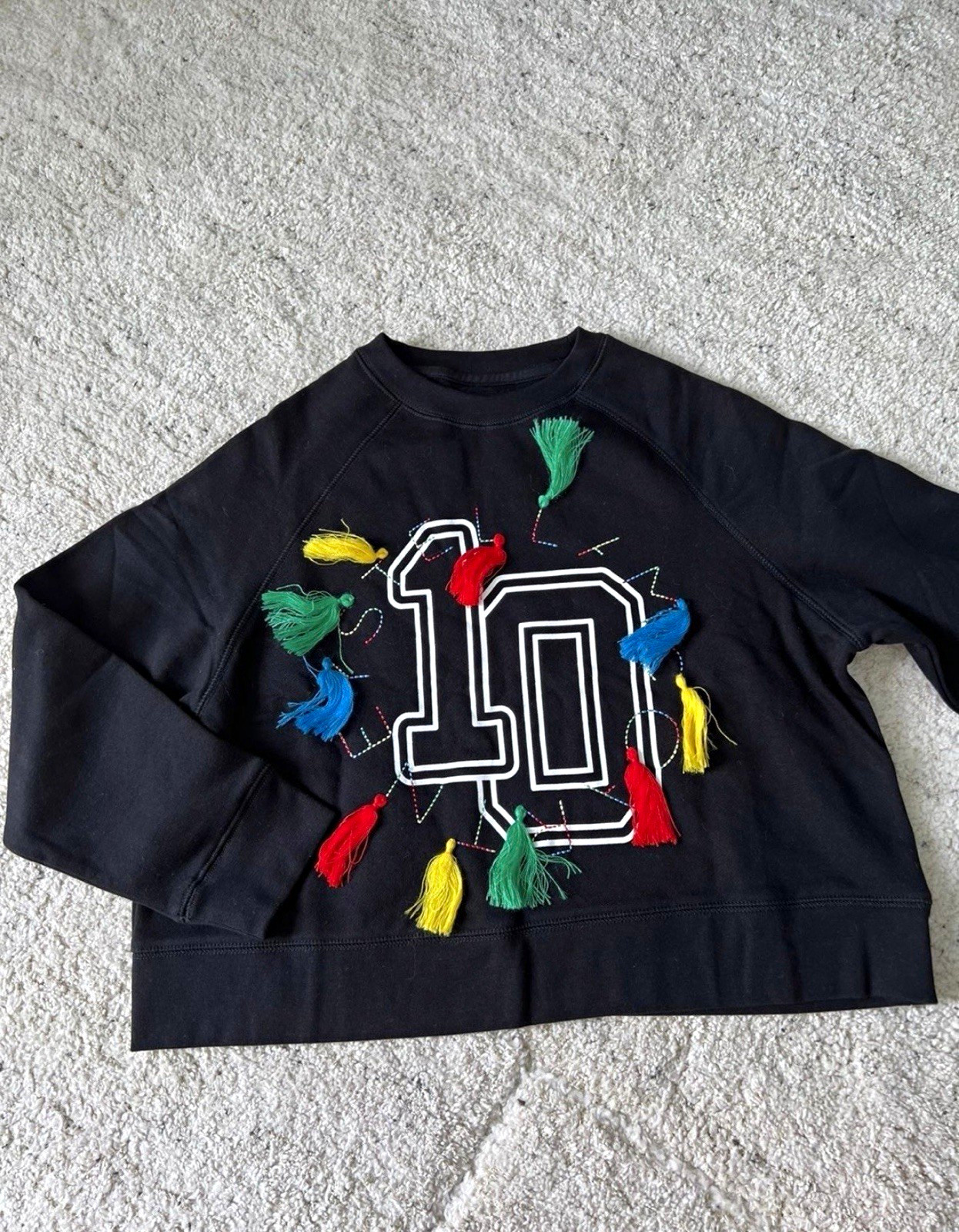 Stella McCartney Girls Varsity Cotton Knit Pullover Sweatshirt Fringe 8-10Y NWOT Stella McCartney Girls Varsity Cotton Knit Pullover Sweatshirt Fringe 8-10Y NWOT