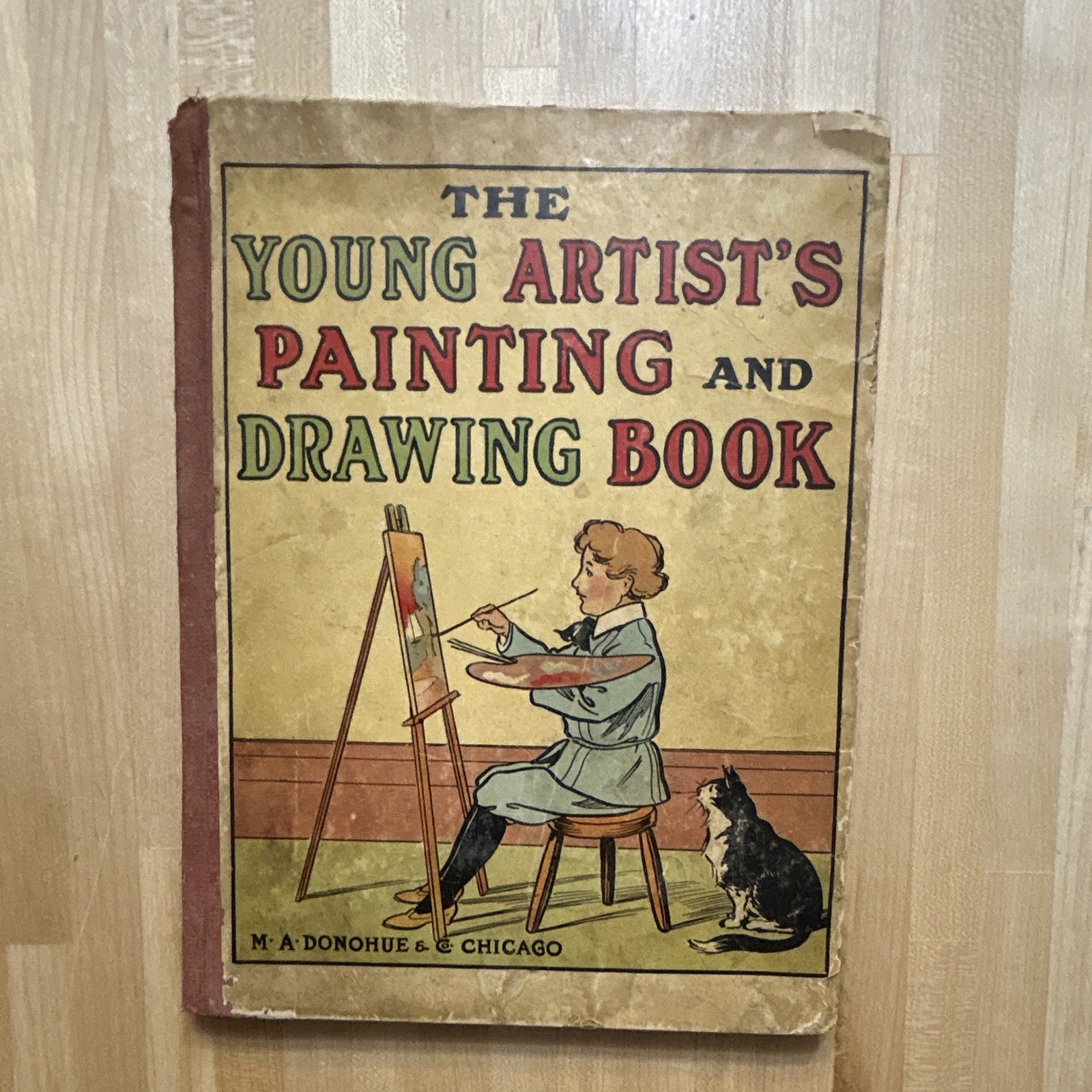 Antique 1915 Childrens Coloring Book Young Artists Painting Drawing M.A. Donohue
