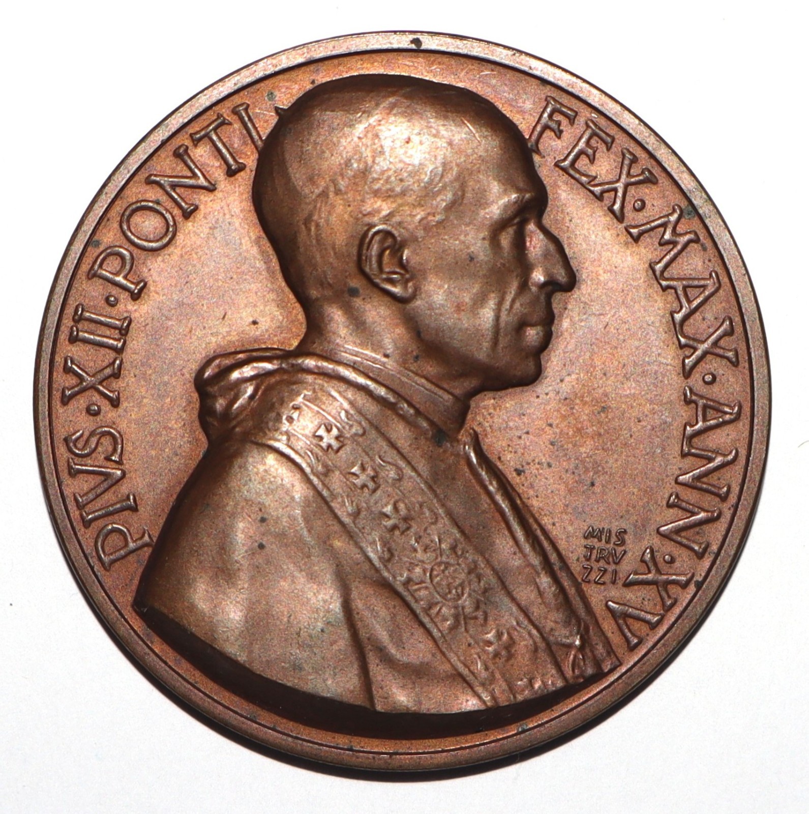 1953 Vatican City Pope Pius XII Consistory of 1953 Bronze Medal 44mm
