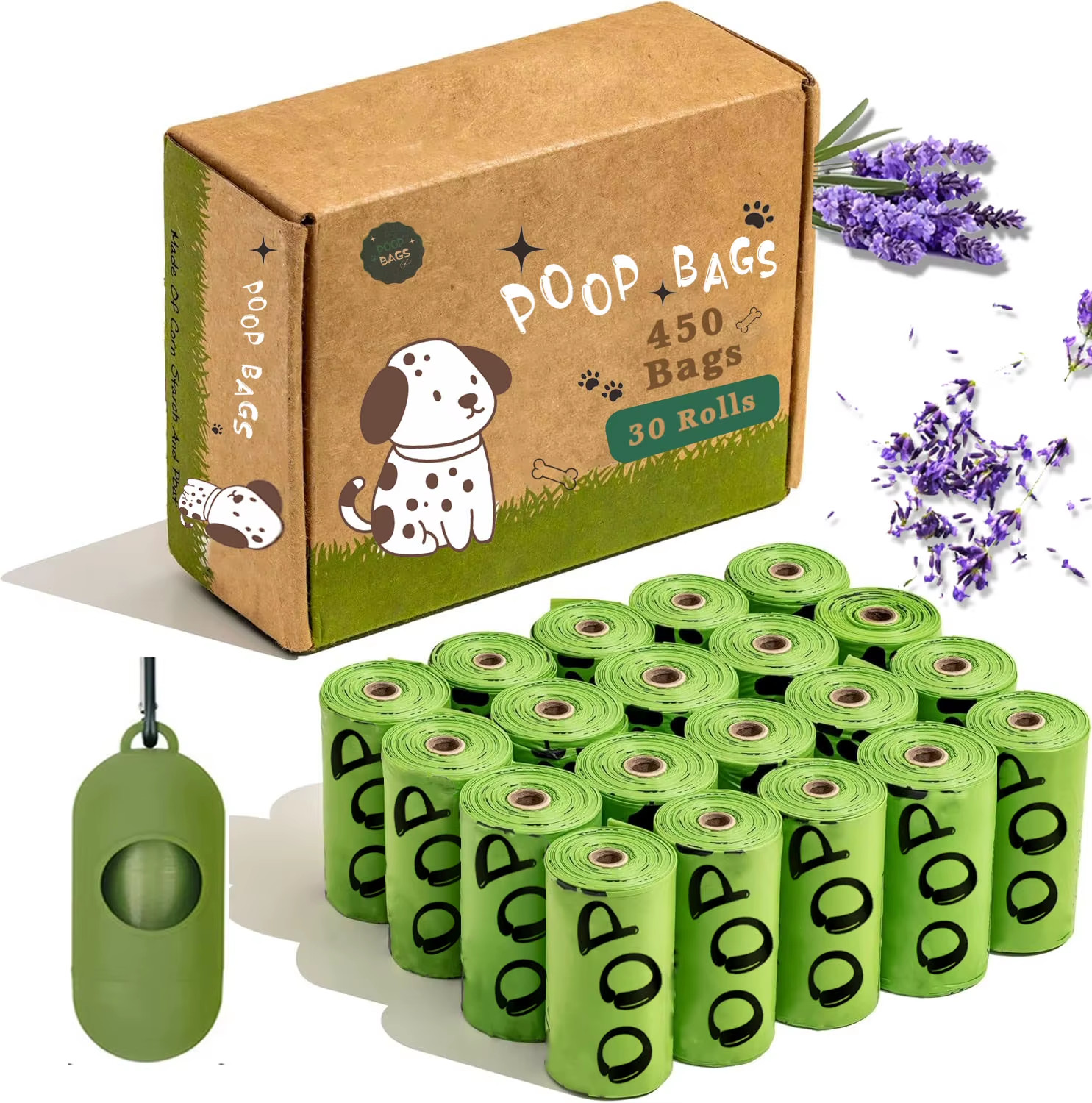 EPI Biodegradable Dog Poop Bags Lavender Scented Pet Poop Bags with Holder Extra EPI Biodegradable Dog Poop Bags Lavender Scented Pet Poop Bags with Holder Extra