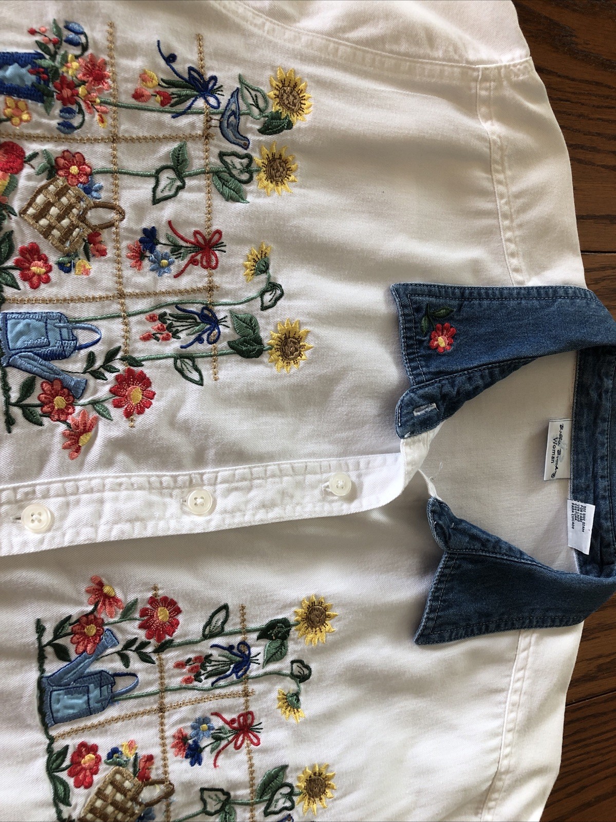 Bobbie Brooks White Denim Embriodery Shirt Bobbie Brooks White Denim Embriodery Shirt