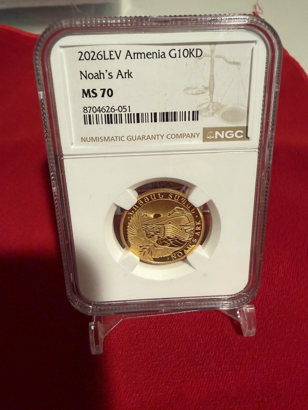 💥 2026 LEV Armenia G10KD Noah’s Ark 1/4oz Gold Coin NGC *MS70* 💥