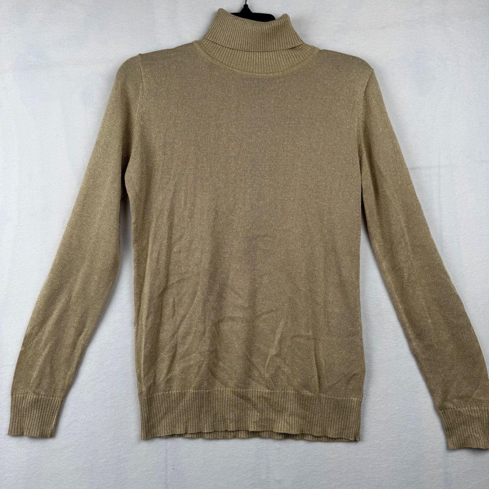 Joseph A Metallic Turtleneck Sweater Khaki Light Gold J2F1000692S Womens M Joseph A Metallic Turtleneck Sweater Khaki Light Gold J2F1000692S Womens M