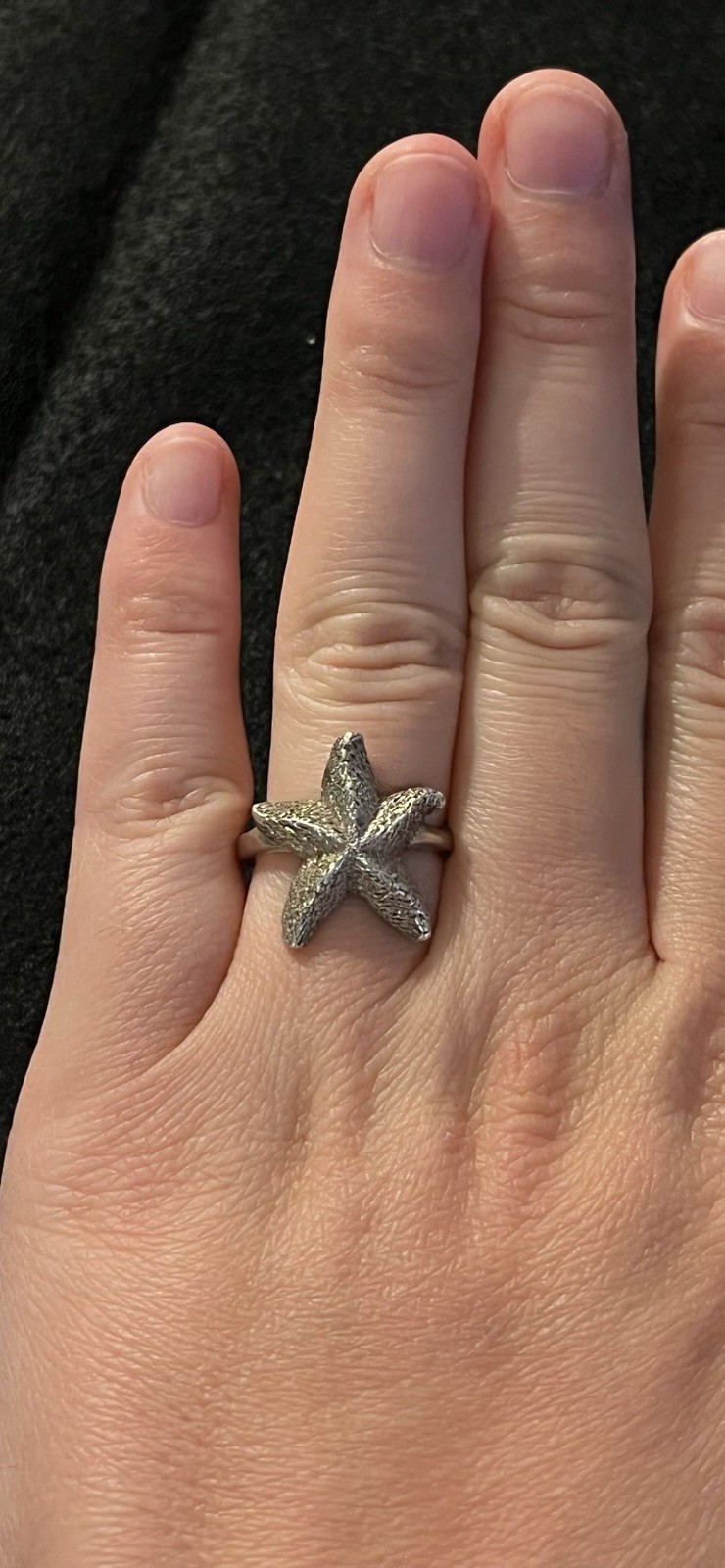 Vintage KABANA Sterling Silver Textured Starfish Ring Size ~8.5 Signed