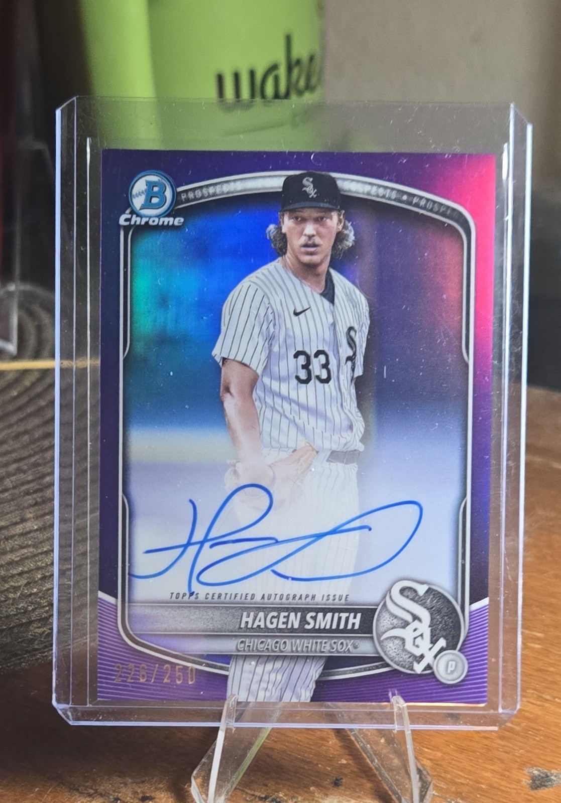 2025 Bowman Chrome - Prospect Autographs Hagen Smith, Hagen Smith #CPA-HS Purple