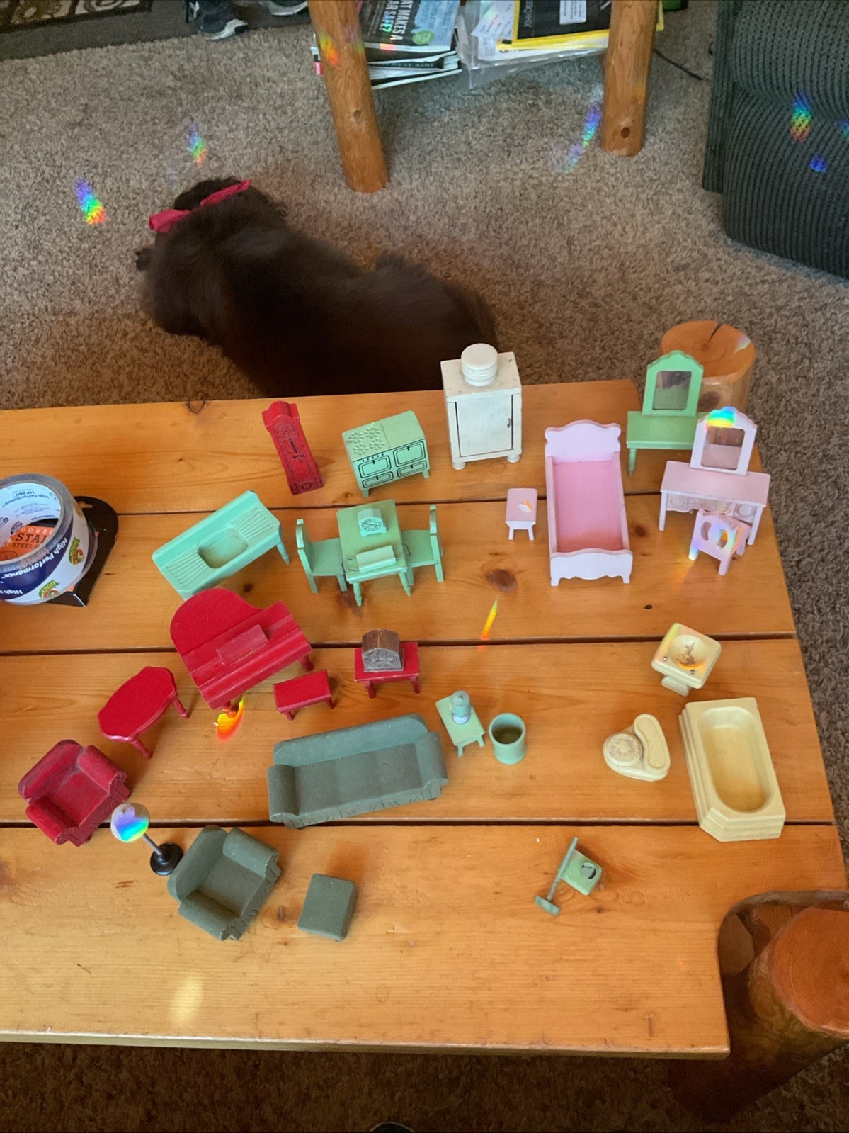 Vintage Dollhouse Miniature Lot Pcs Fine Wood Furniture & Dolls Vintage Dollhouse Miniature Lot Pcs Fine Wood Furniture & Dolls