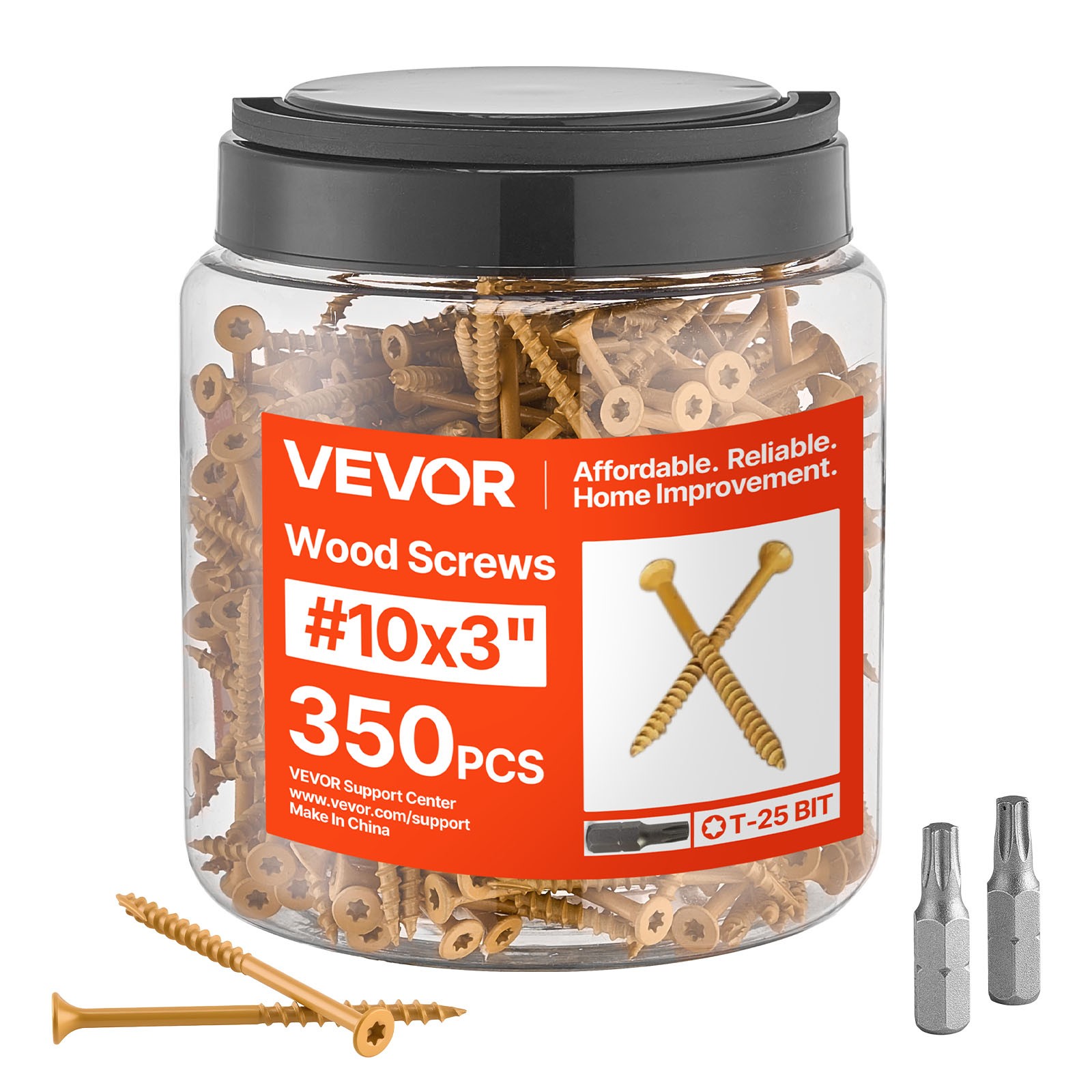 VEVOR #10 Wood Screws Anti-Rust 3-Inch Outdoor Deck Screws 350PCS T25/Torx