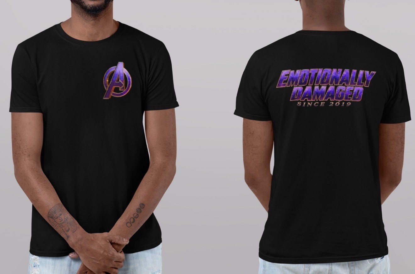 Funny Marvel Avengers Endgame Emotionally Damaged Since 2019 Black T-Shirt