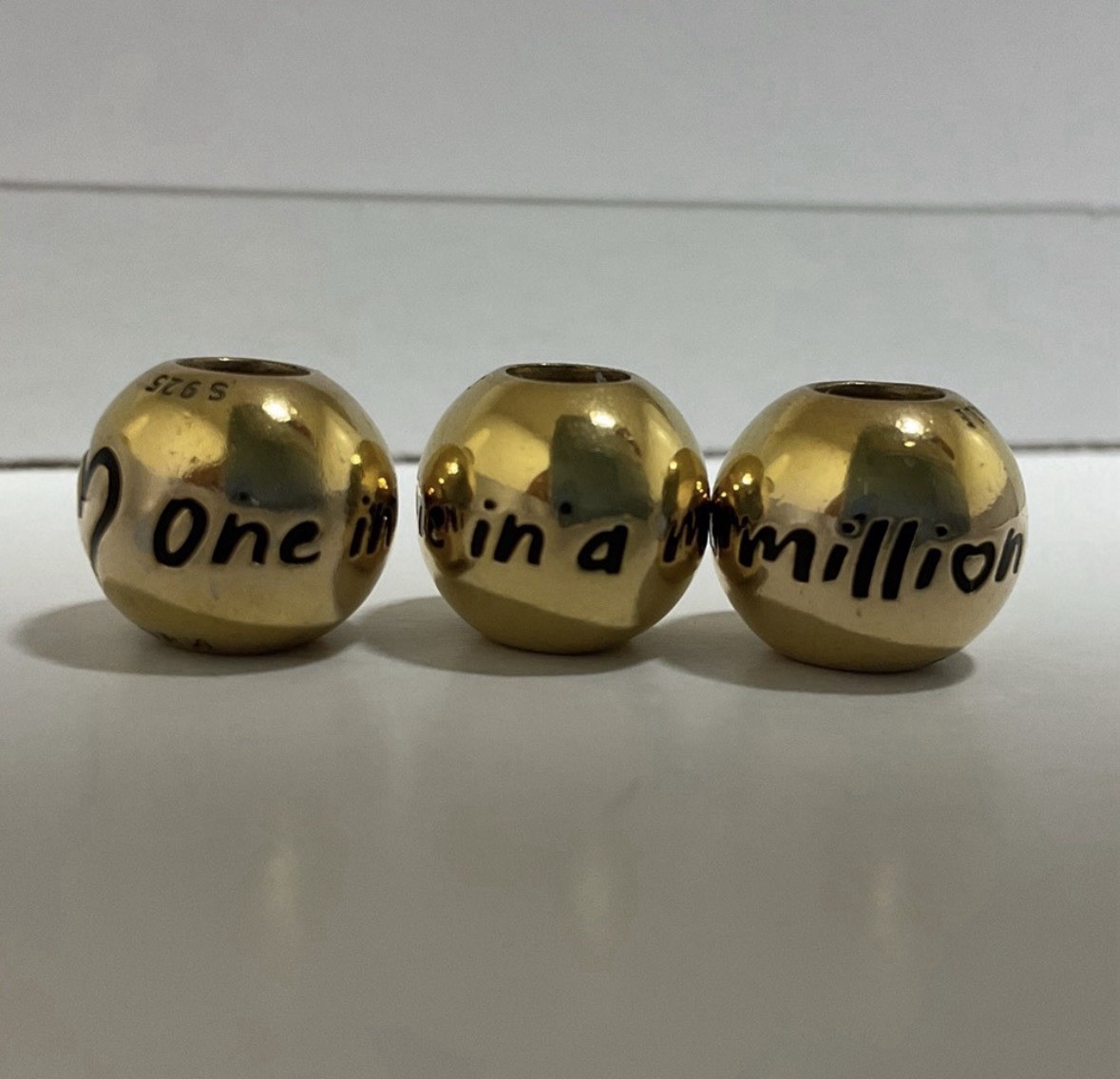 Pandora Shine Gold-Plated “One in a Million” Retired Charm Set of 3 ALE 925
