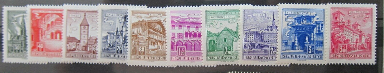 Austria, 1962 Famous Architecture buildings full set, 10 stamps , MNH Austria, 1962 Famous Architecture buildings full set, 10 stamps , MNH