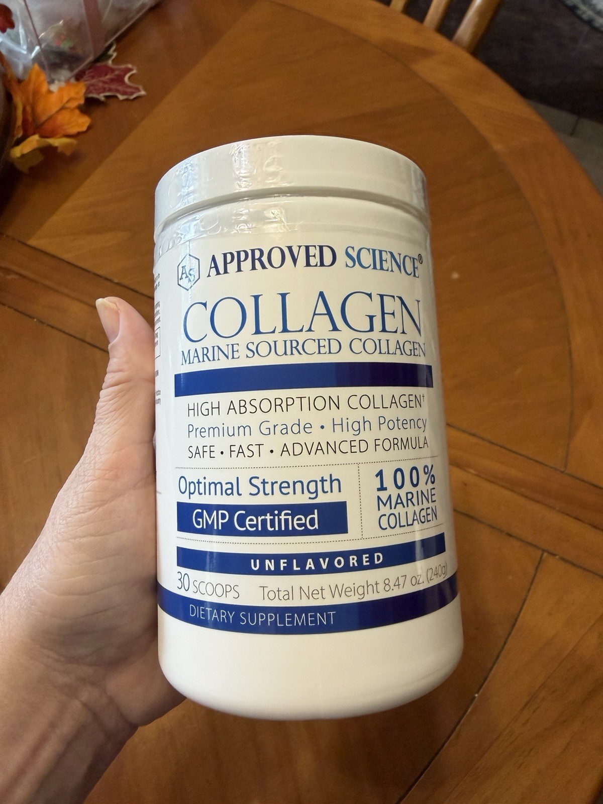 Approved Science Marine Collagen Powder Unflavored 30 Scoops 8.47oz 8000mg
