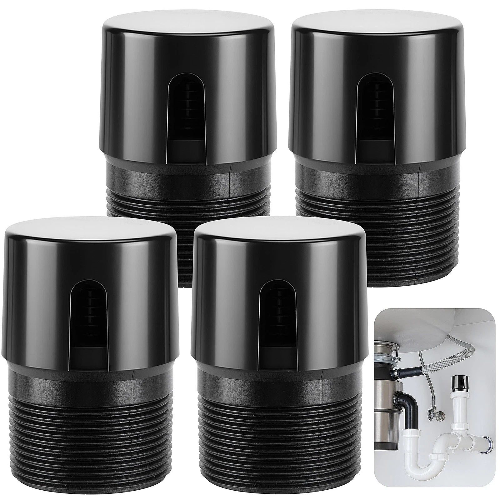4 Pcs 1-1/2 Inch ABS In-Line Vent Air Admittance Valve for Sink Tub Shower Drain