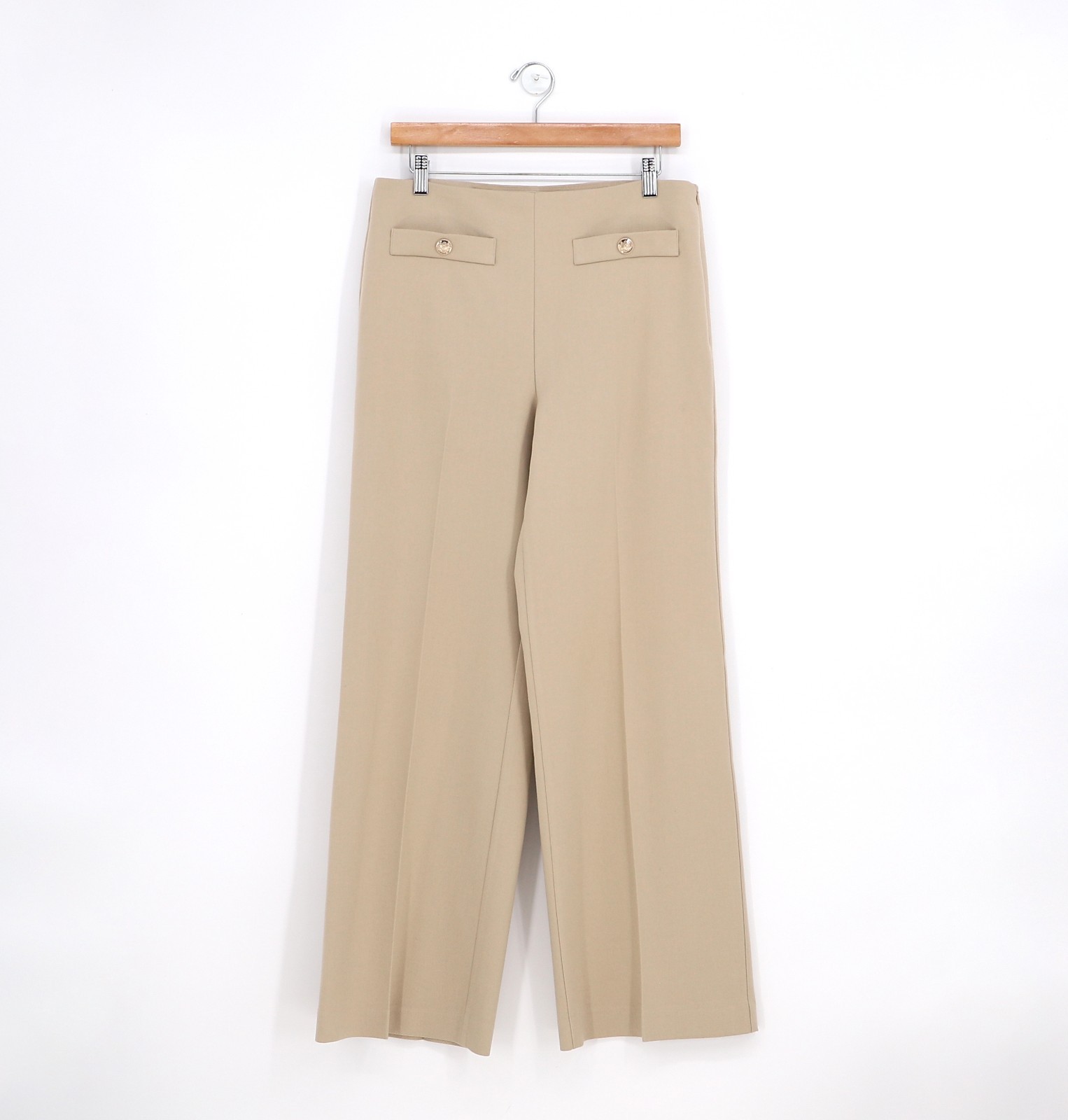 LOFT Beige Tan Wide Leg Dress Pants Trousers Size 6 Stretch Career Work