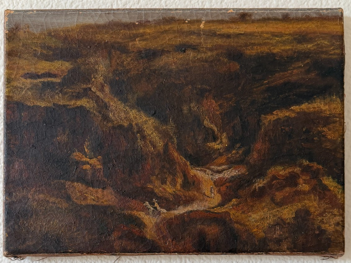 Antique Original Oil Painting Landscape Old Master Style Figures Canyons Framed Antique Original Oil Painting Landscape Old Master Style Figures Canyons Framed