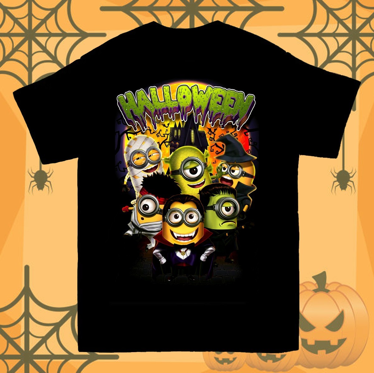 Halloween Minions Gift Halloween For Family Black Unisex T-Shirt S-5XL
