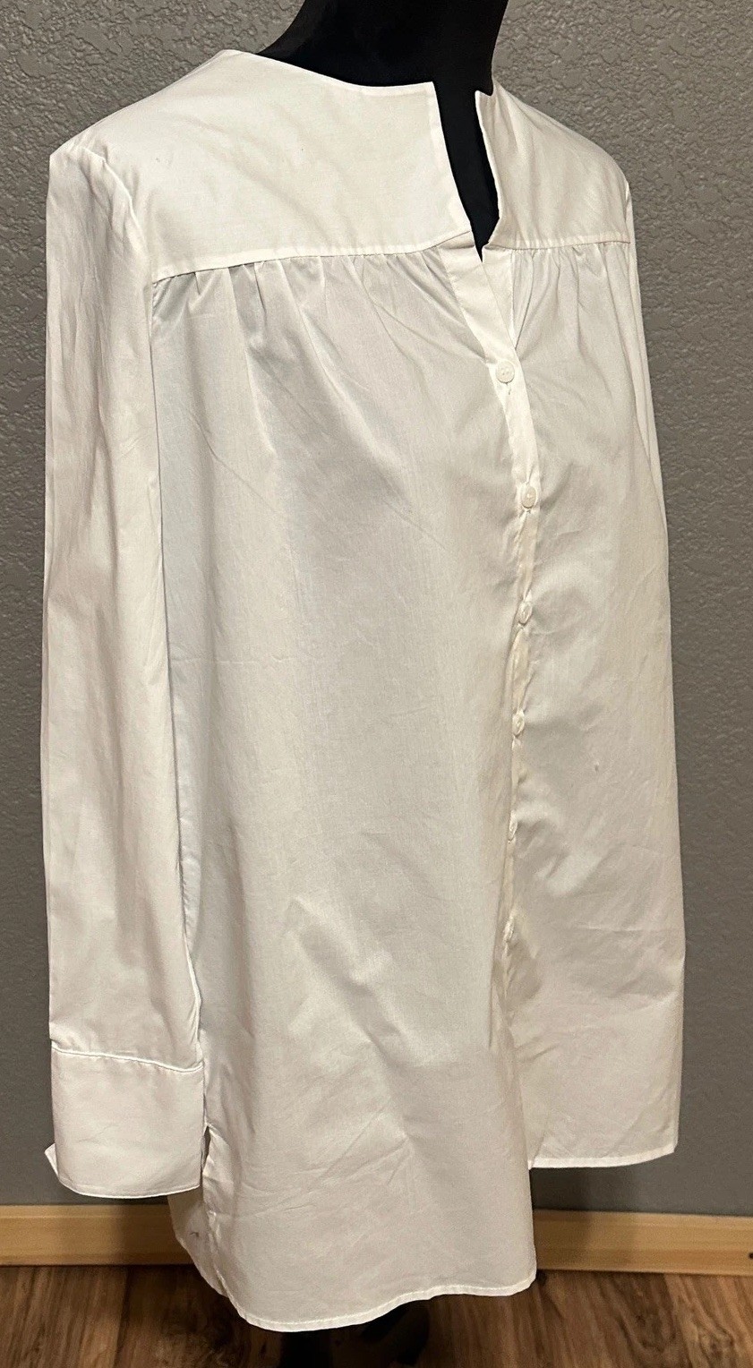 NWT Harshman Los Angeles White Cotton Button Up Tunic Shirt Women\'s S Nuetral