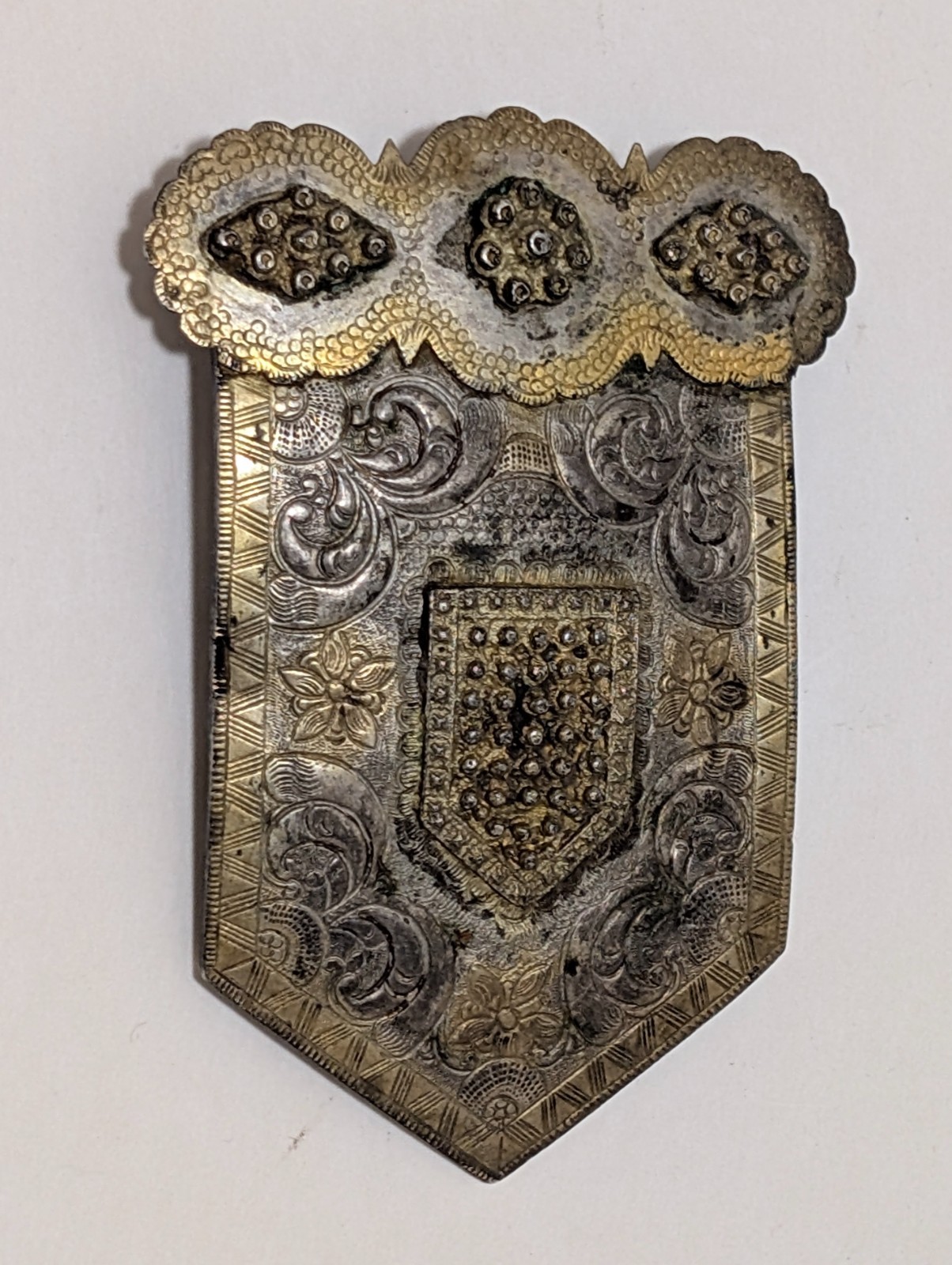 19th Century Balkan or Ottoman Silver Gilt Repousse Belt Plaque 