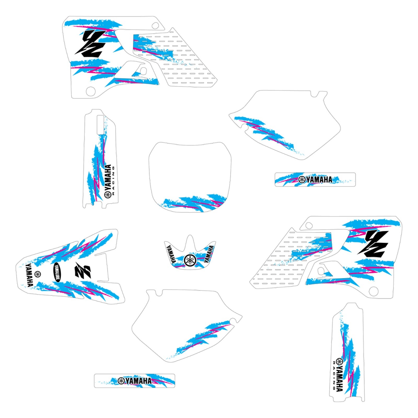 yz125 yz250 1996-2001 graphic kit 90s retro white 