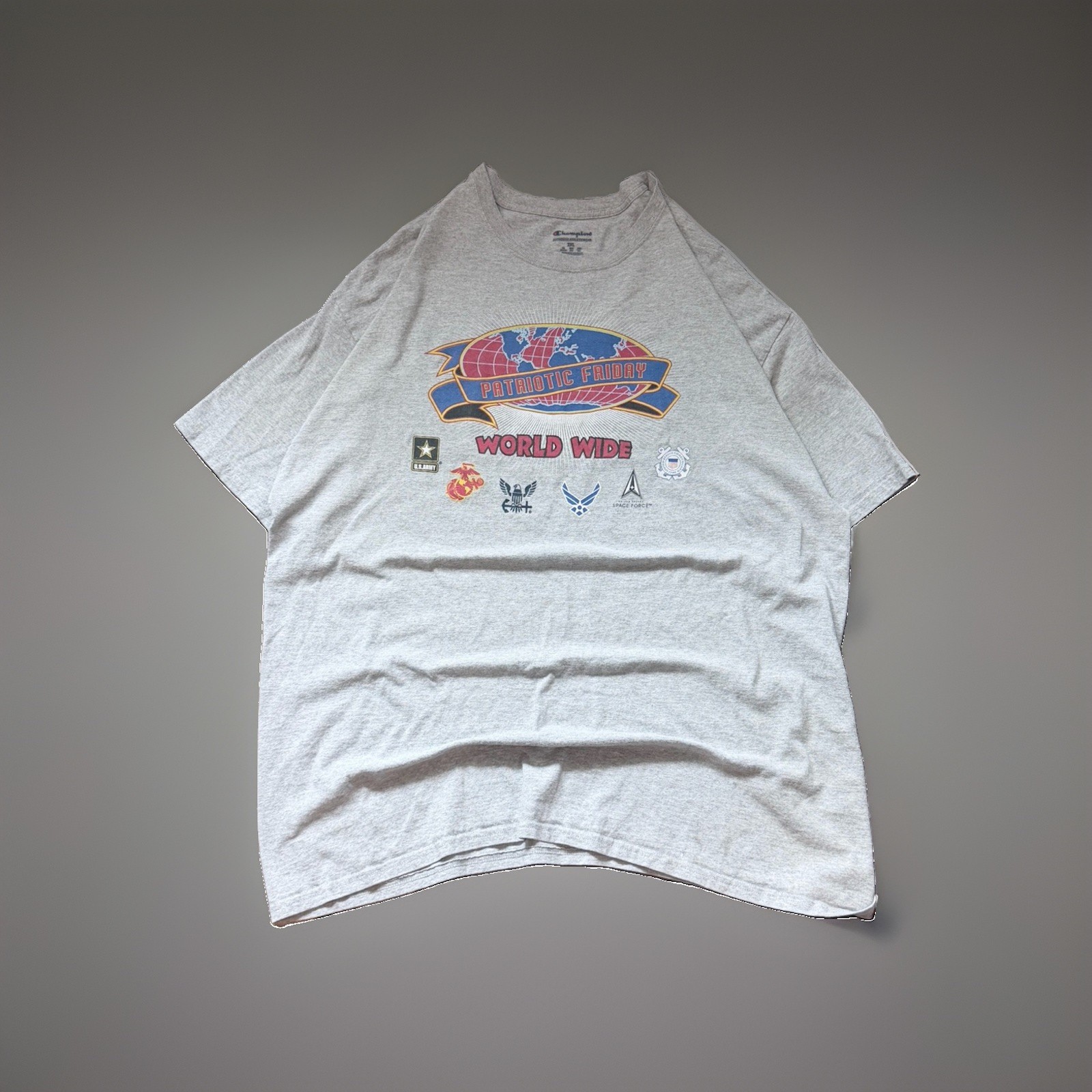 vintage 90s Patriotic Friday Worldwide Oversized Military Graphic Tee