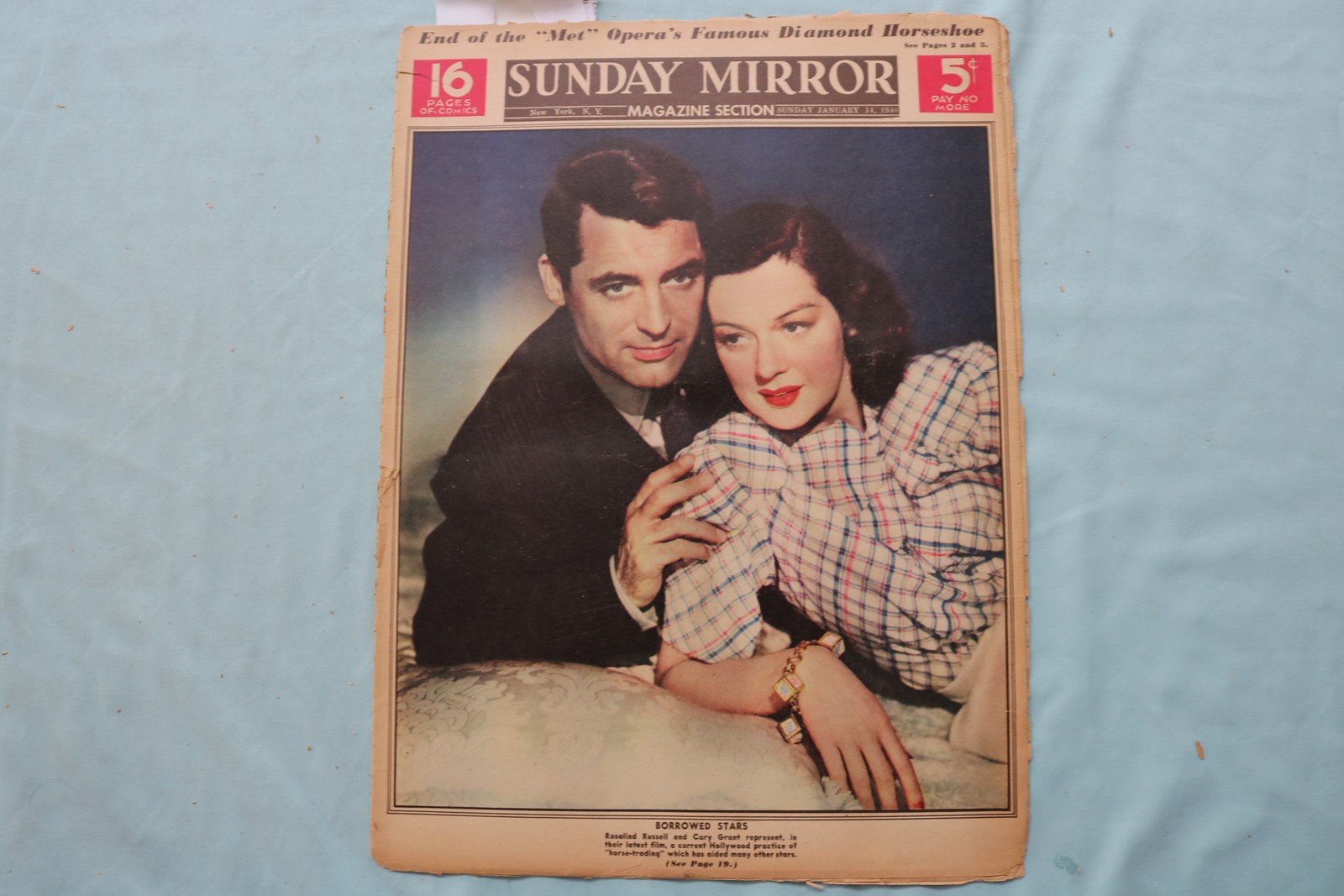 1940 JAN 14 SUNDAY MIRROR NEWSPAPER MAGAZINE SECTION - GRANT - RUSSELL - NP 9103