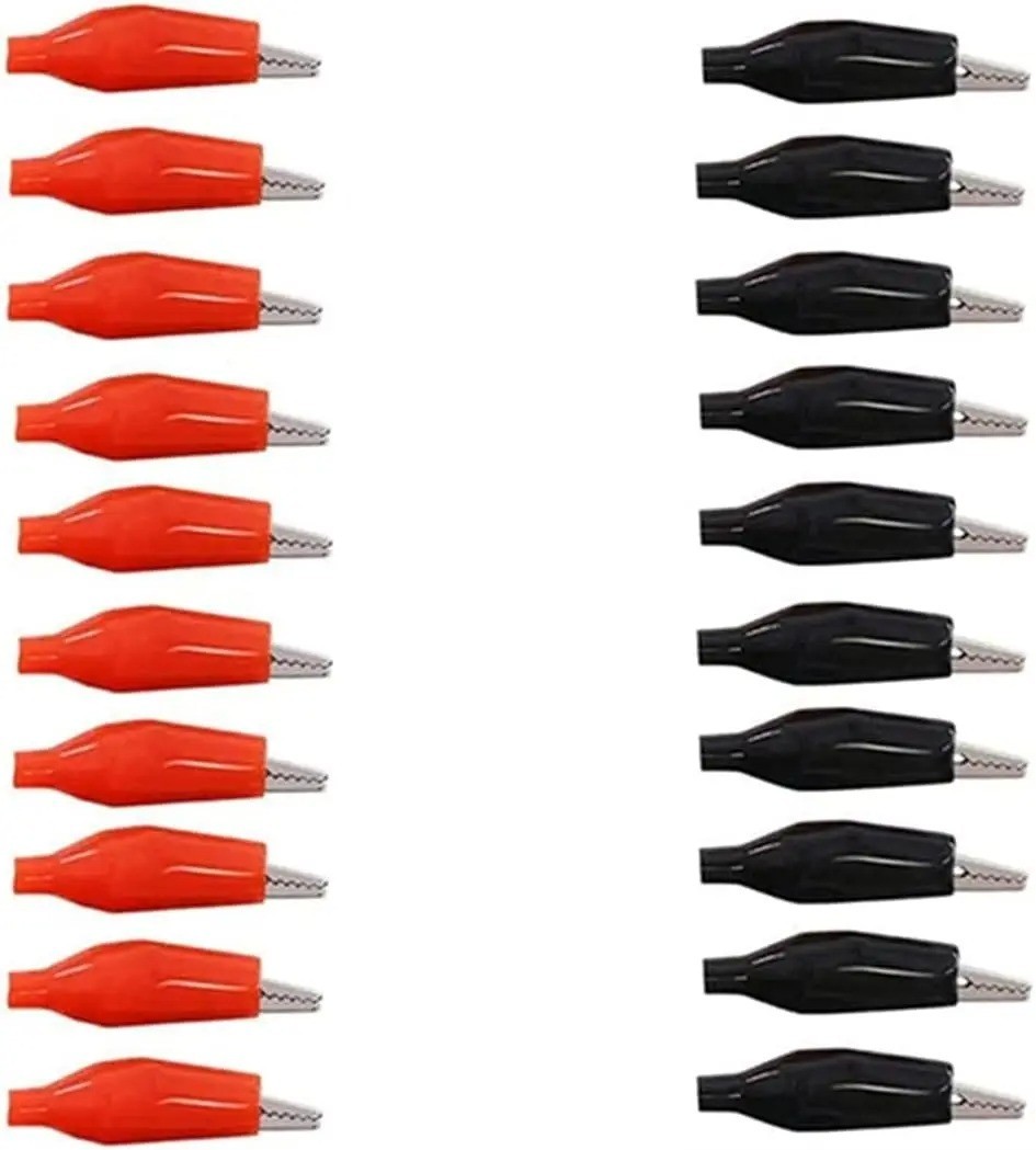 20PCS Alligator Clips 1.1 Inch Electrical Test Clamps Insulated Red Black