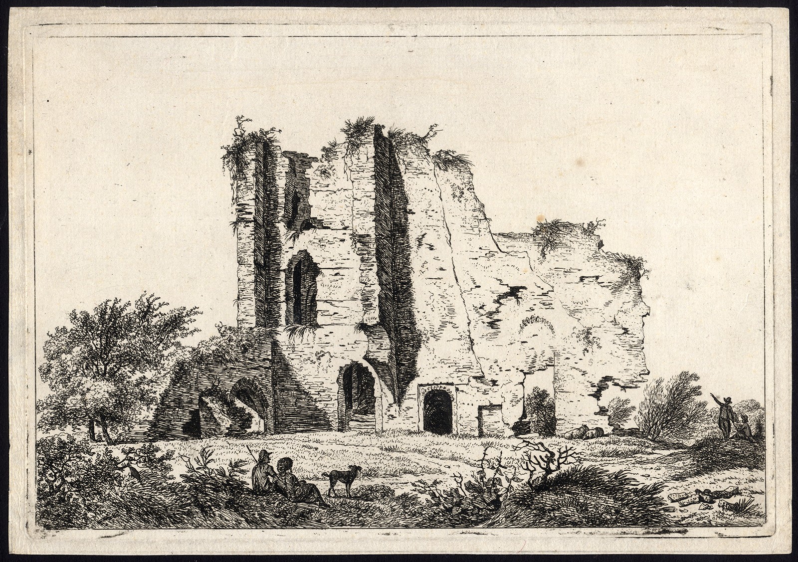 Antique Master Print-LANDSCAPE-RUIN-BREDERODE-HAARLEM-Hermanus Fock-1822