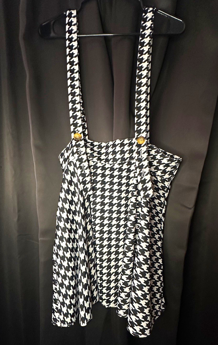 SHEIN Curve Women\'s 2XL Black/White Houndstooth Square Neck Strappy Skirt SHEIN Curve Women\'s 2XL Black/White Houndstooth Square Neck Strappy Skirt