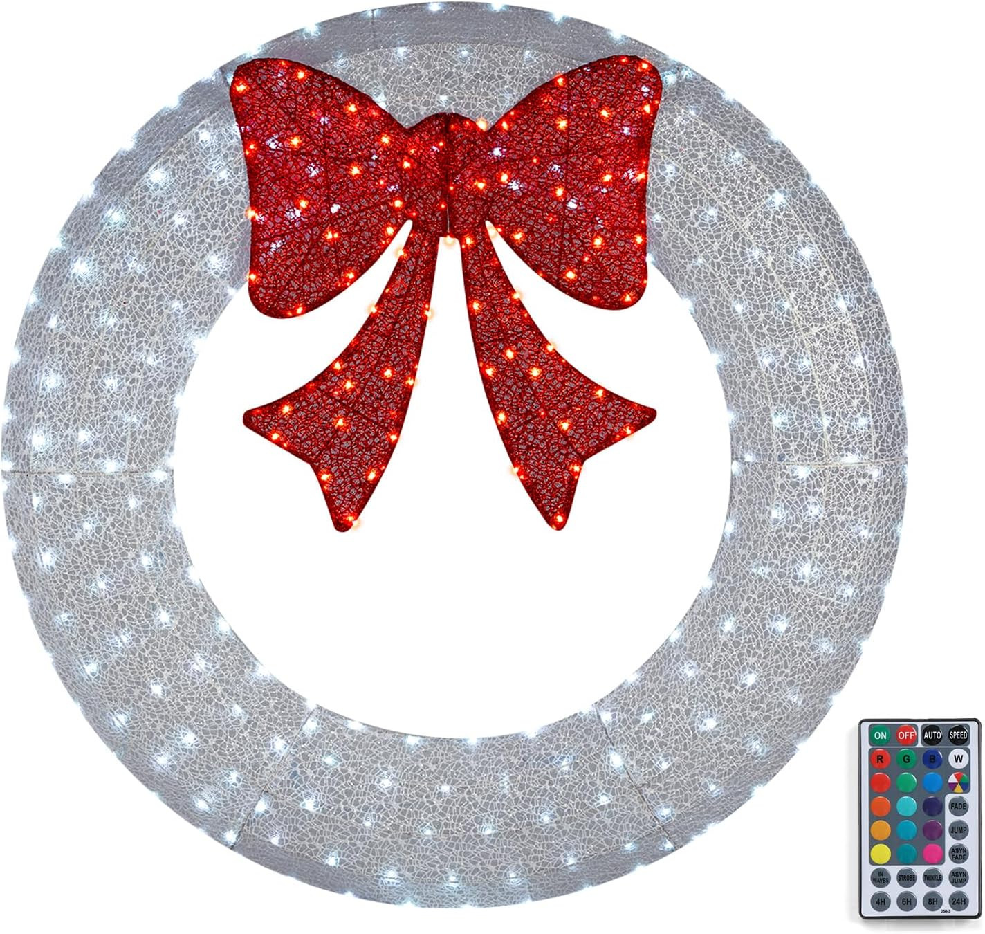 60 Inch Pre-Lit Large Christmas Wreath with 400 LED Multi-Color Lights, Christma
