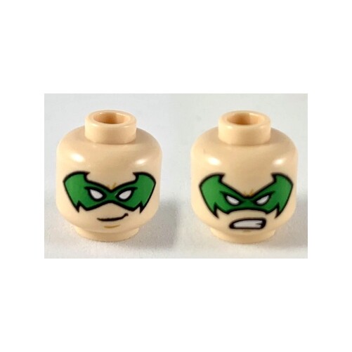 LEGO - Minifig, Head Green Bat-Shaped Mask, Grin / Fierce Pattern (Robin) LEGO - Minifig, Head Green Bat-Shaped Mask, Grin / Fierce Pattern (Robin)