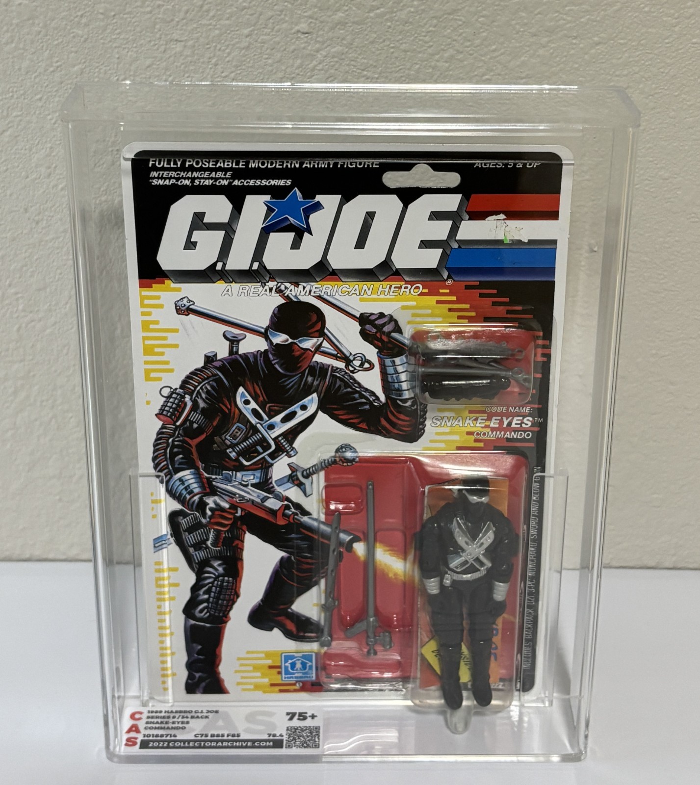 GI Joe 1989 Snake Eyes MOC AFA CAS 75+ Clean Card HIGH SUB C75/B85/F85