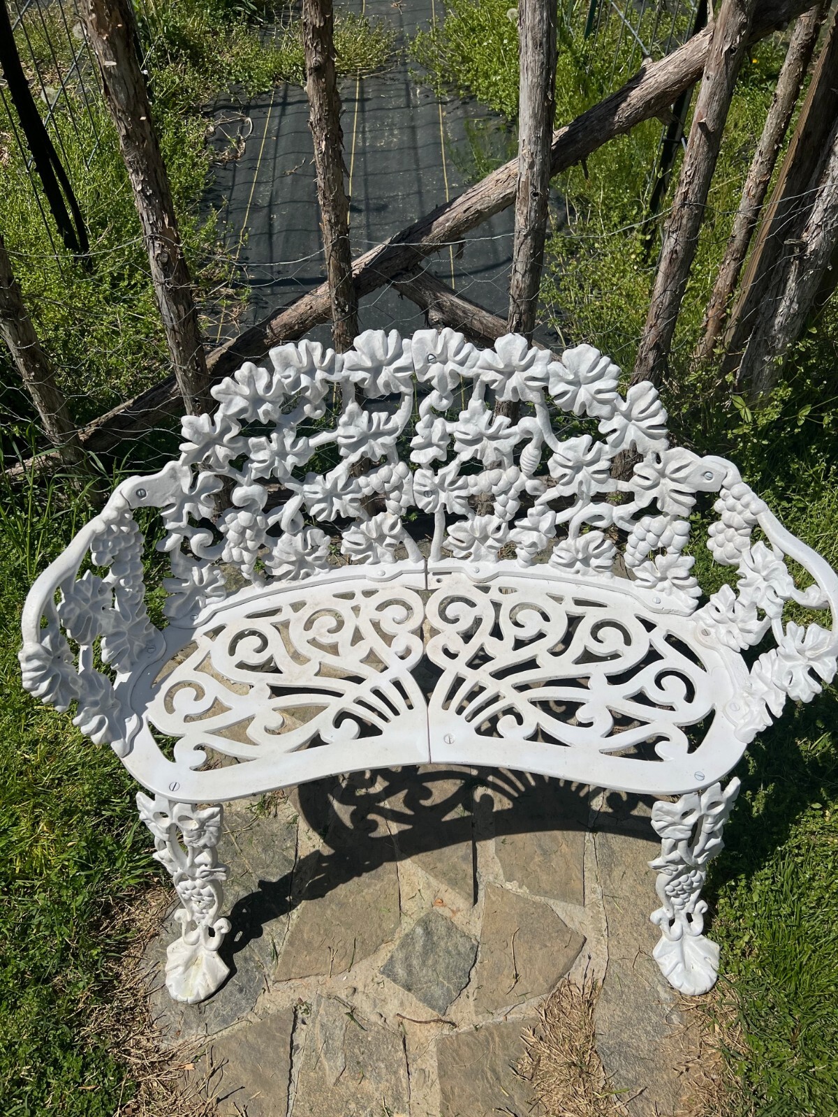Childs Antique Victorian Grapes Vine Cast Iron Garden Bench  Patio PICKUP ONLY
