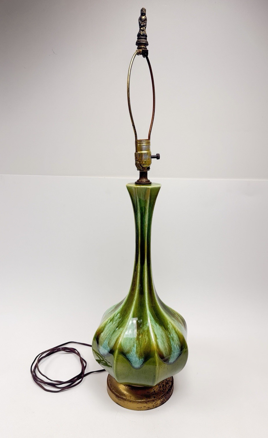 Haeger MCM (1950s/60s) Green Agate Drip Glaze Lamp RARE Gorgeous