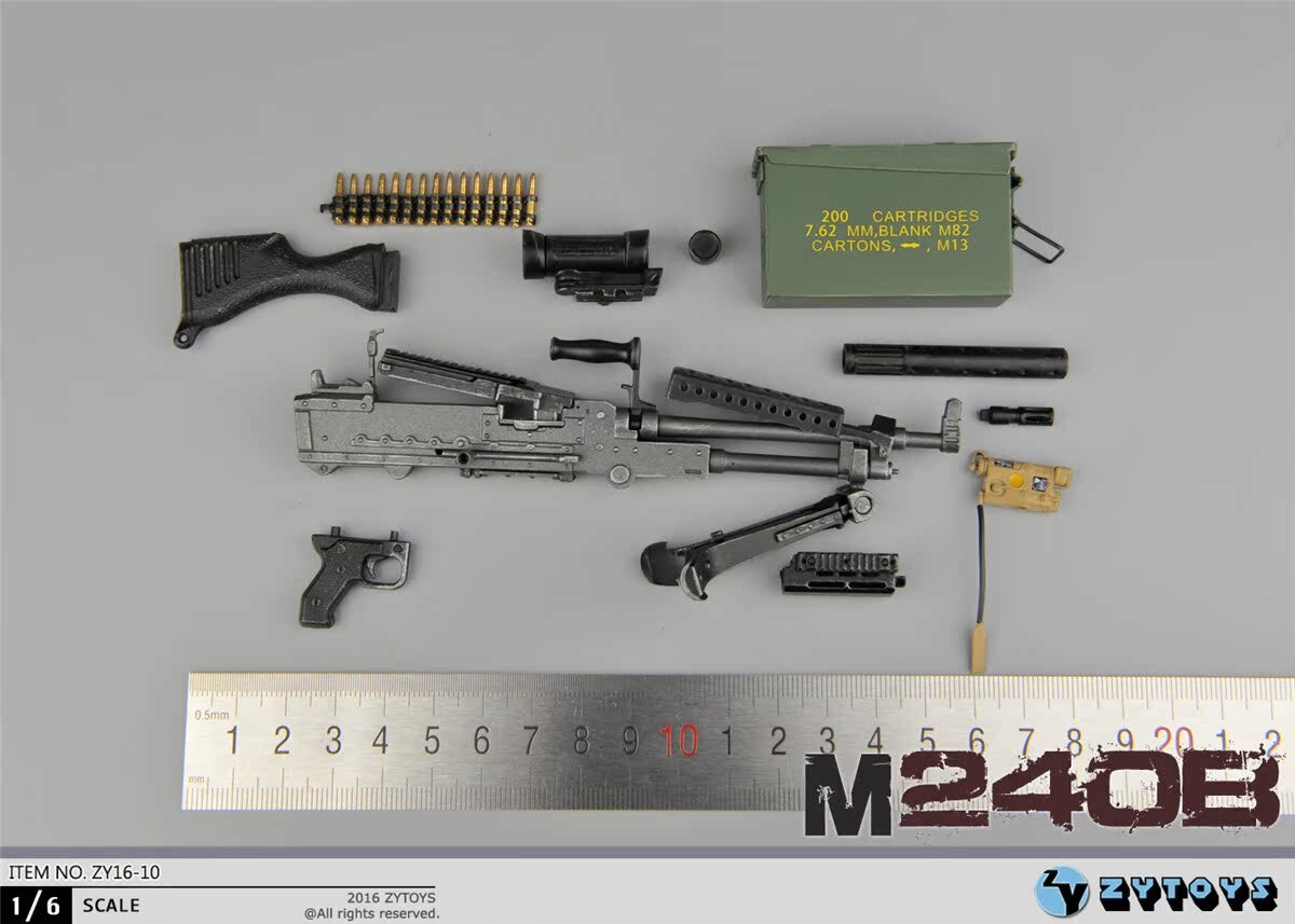 1/6 Scale US M240B/M240L Machine Gun W/ Metal Bullet Chain Fit for 12\ 1/6 Scale US M240B/M240L Machine Gun W/ Metal Bullet Chain Fit for 12\