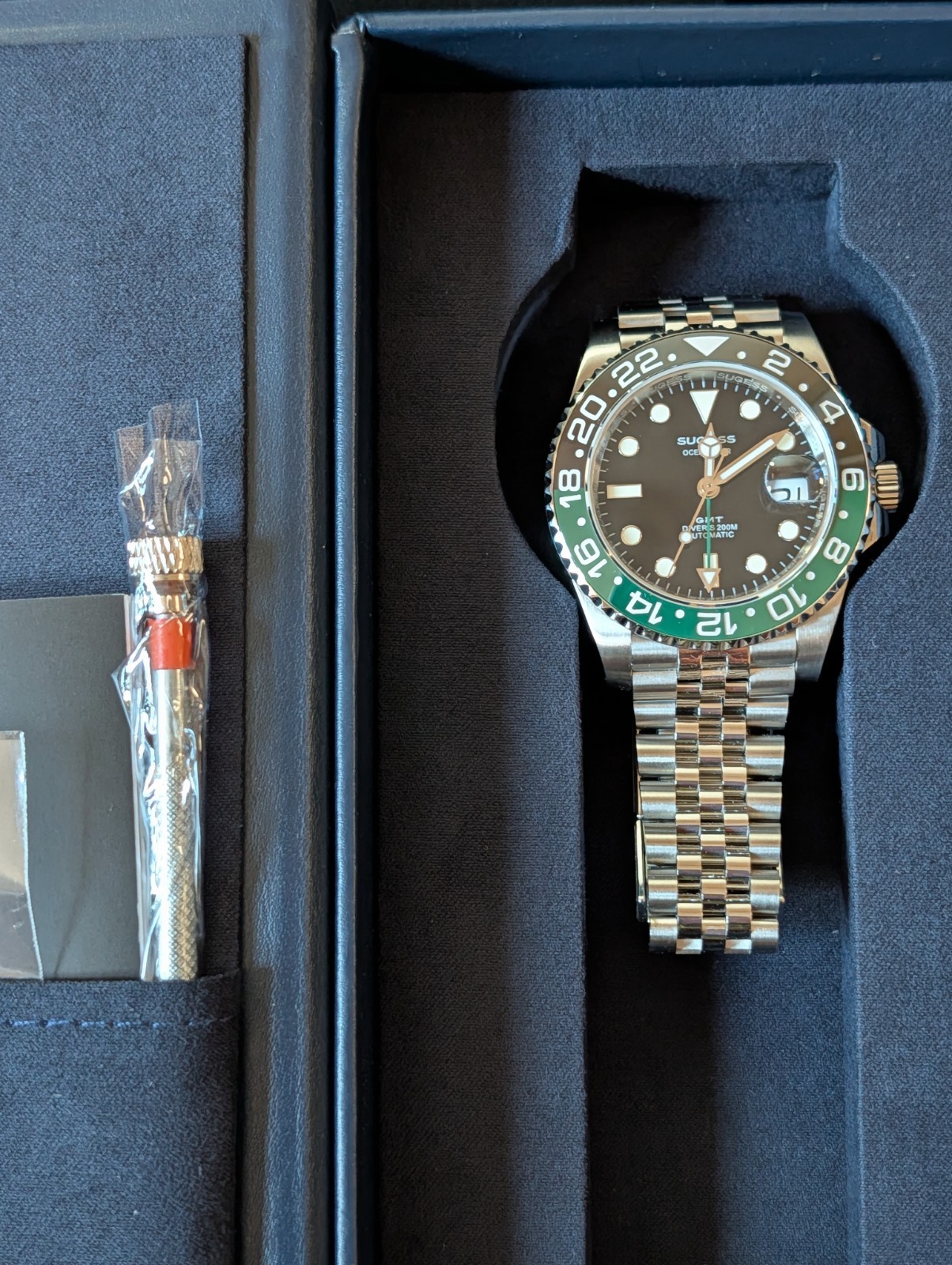 Sugess S420 Green & Black Bezel GMT Jubilee Bracelet 40mm Peacock Automatic SL-3