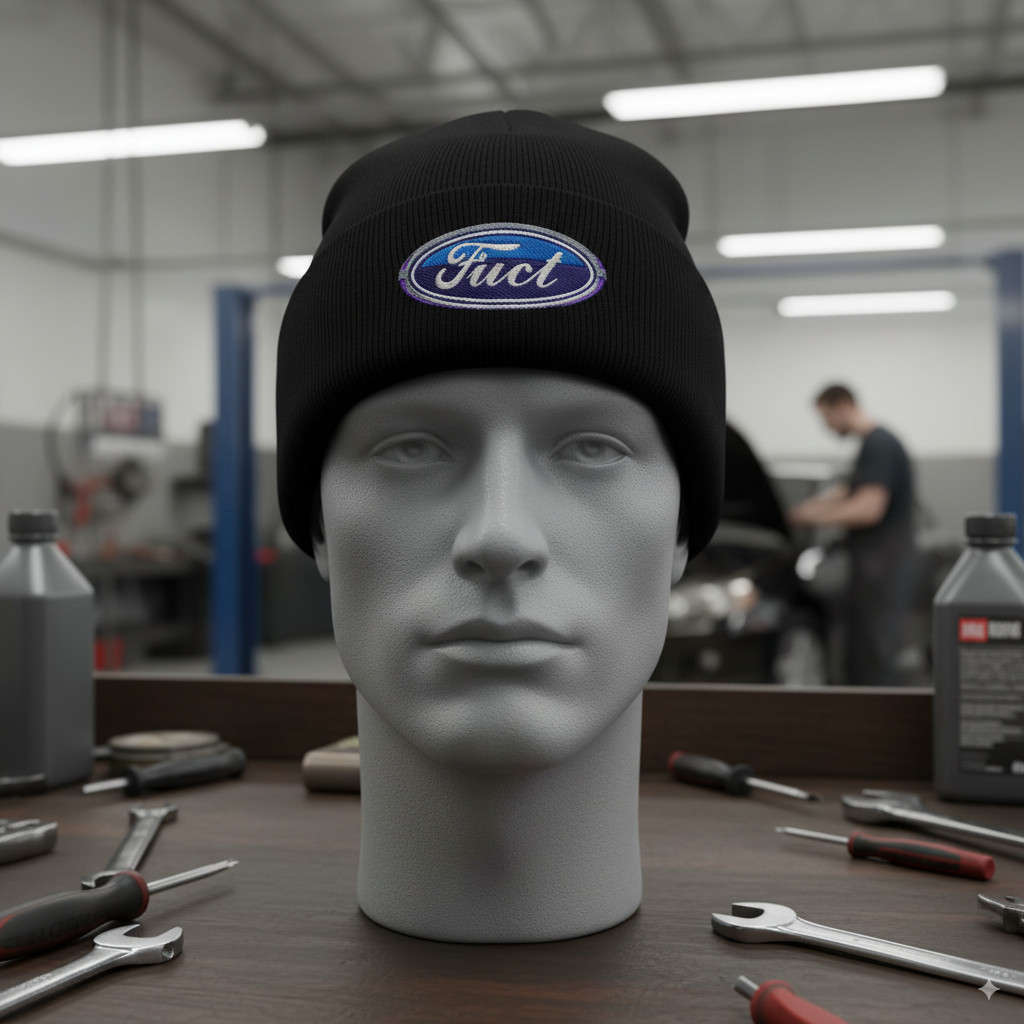 FUCT - Ford Logo Black Beanie - VERY RARE - Collectible Cuffed Beanie FUCT - Ford Logo Black Beanie - VERY RARE - Collectible Cuffed Beanie
