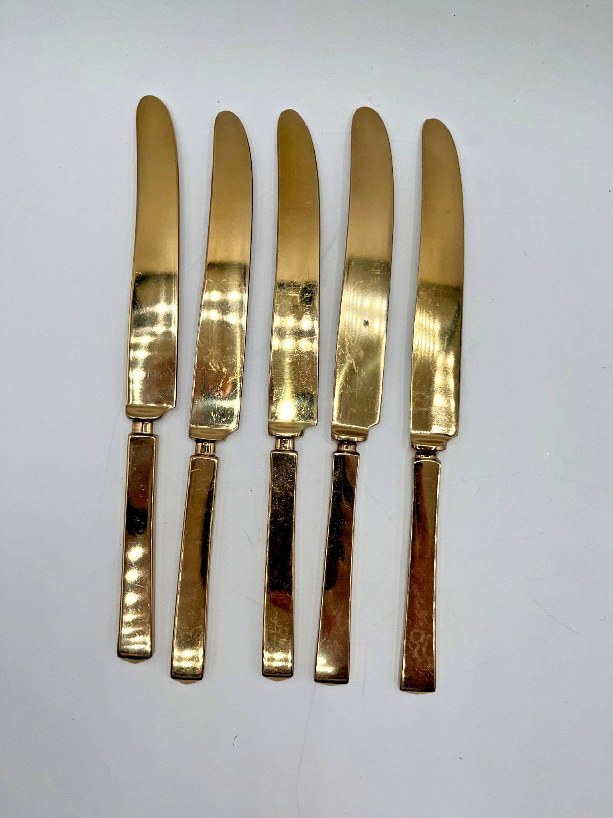 Vintage Dirigold Dirilyte Goldware Flatware Silverware Dinner Knife 5 Pierces