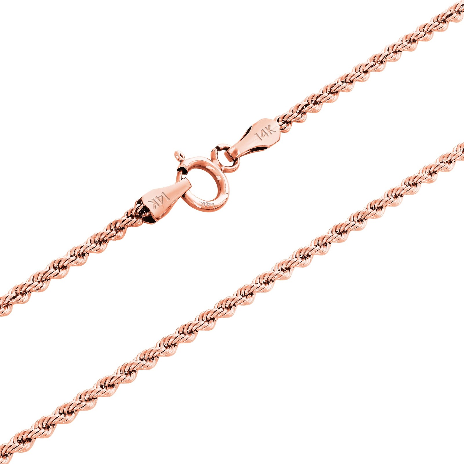 14K Rose Gold 1.5mm-6mm Diamond Cut Rope Chain Necklace Mens Womens 16\